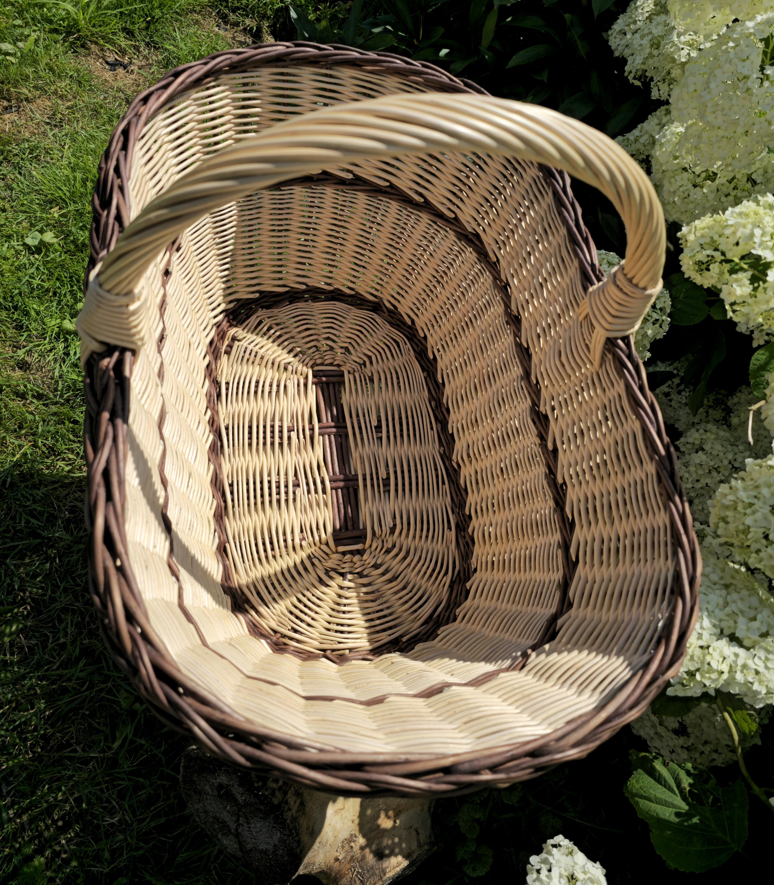 Large Rustic Decorative Wicker Basket - Handwoven Farmhouse Storage - Cottagecore Natural Home Decor