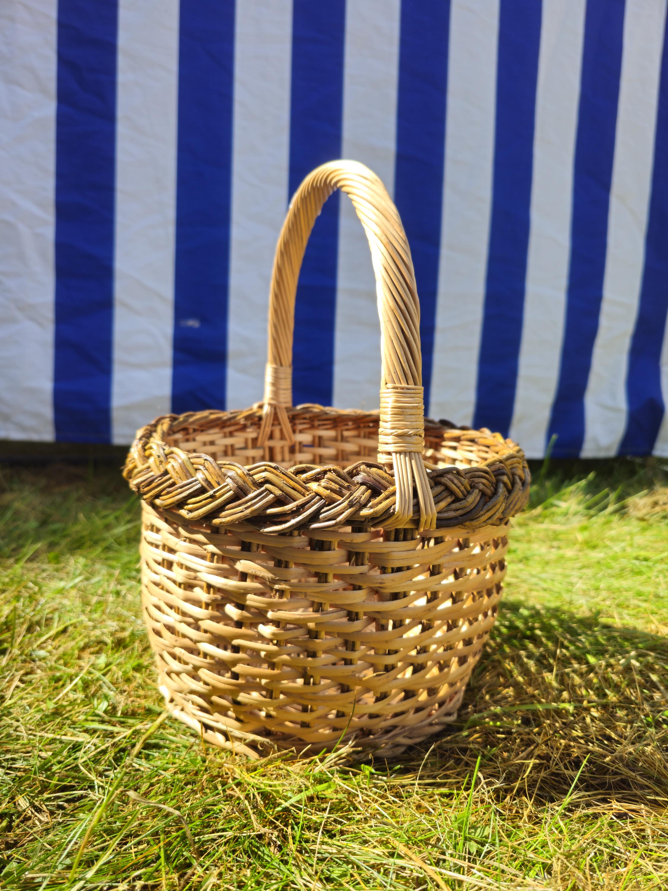 Round Wicker Basket - Handwoven Natural Storage