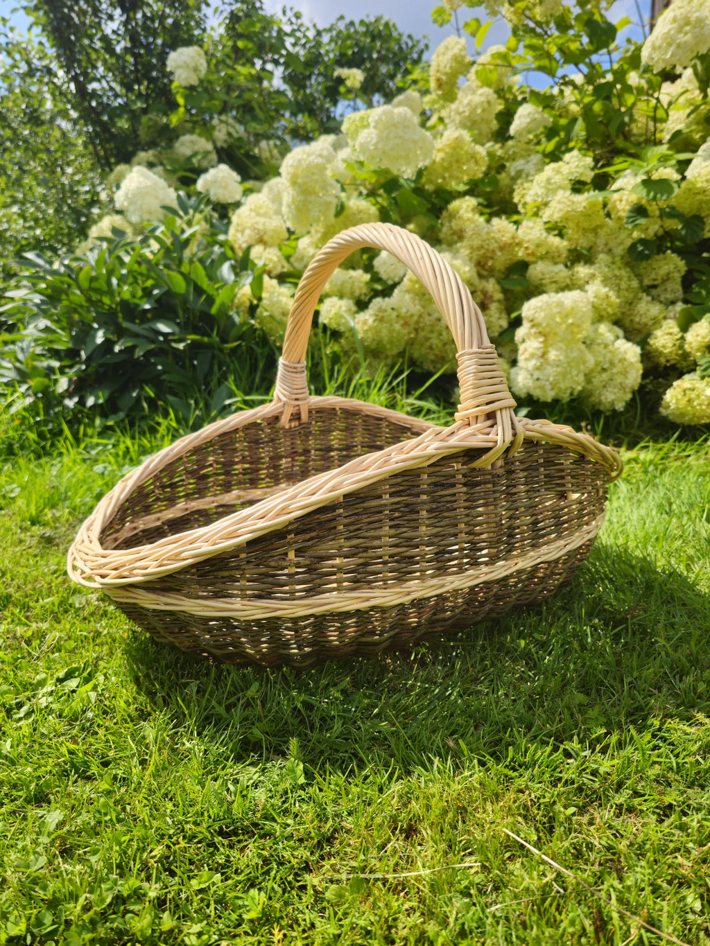 Handwoven Unpeeled Willow Basket: Rustic Gathering &amp; Harvest Basket