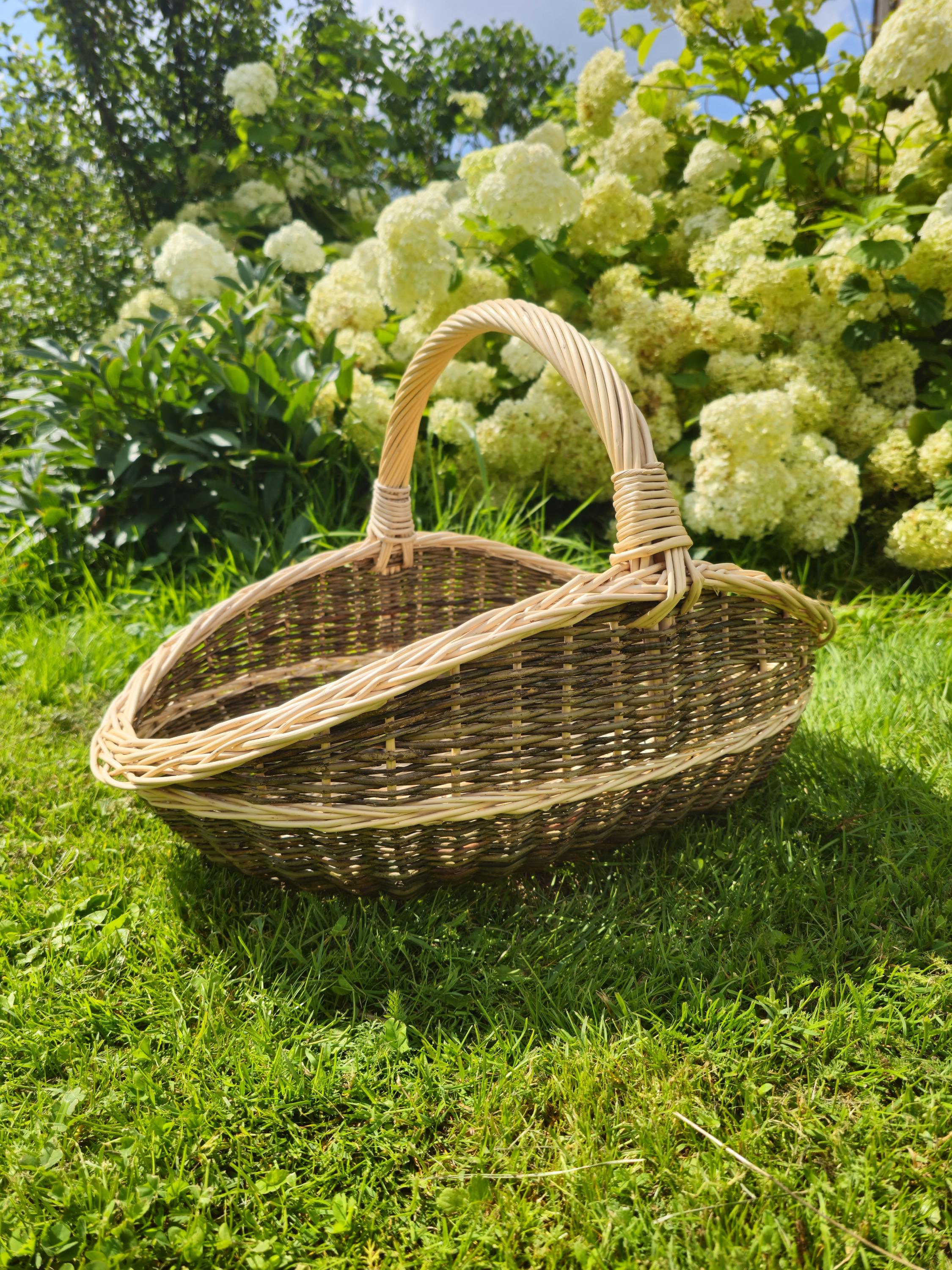 Handwoven Unpeeled Willow Basket: Rustic Gathering &amp; Harvest Basket