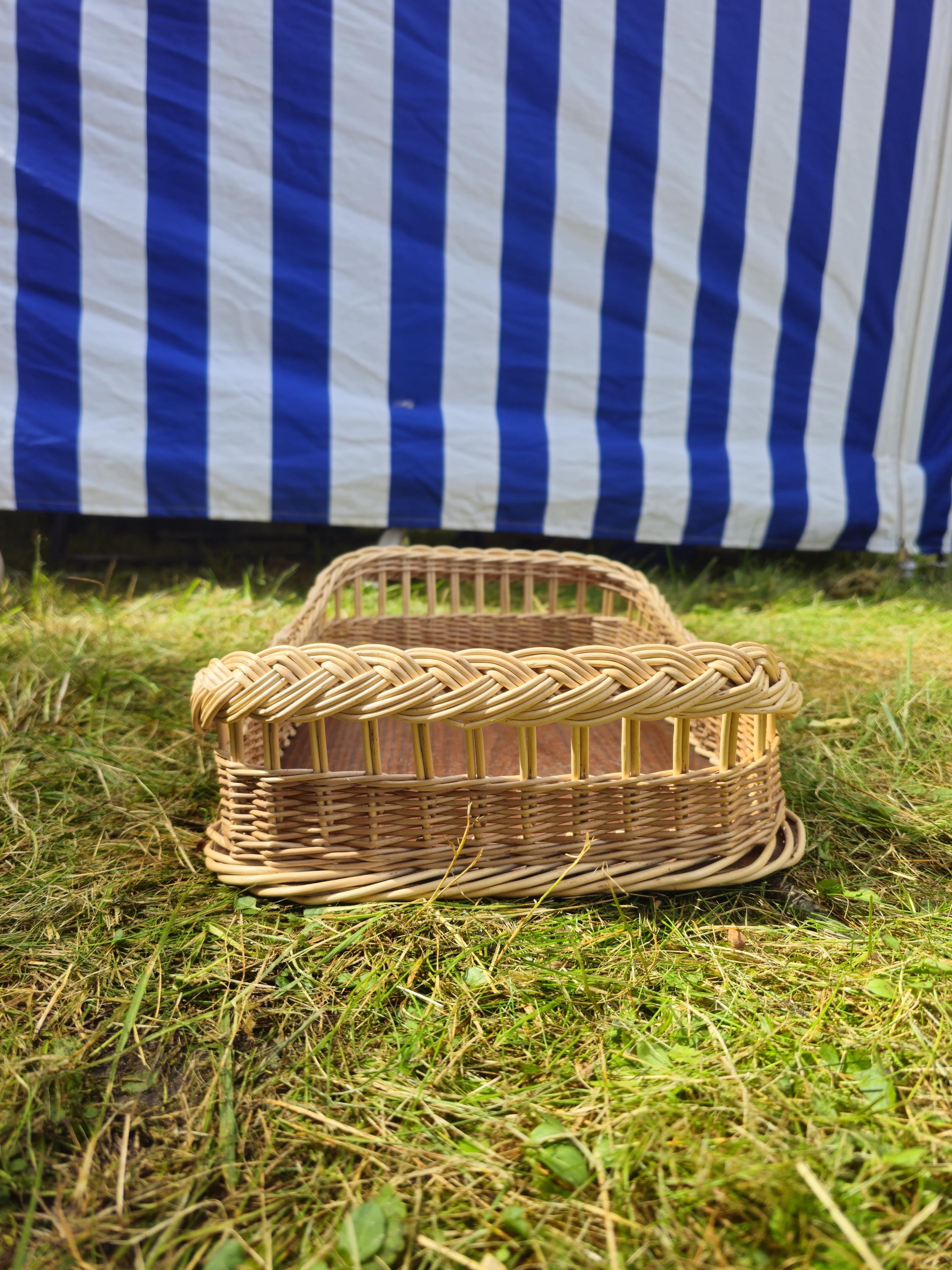 Rustic Rectangular Willow Tray - Handmade Organizer Basket