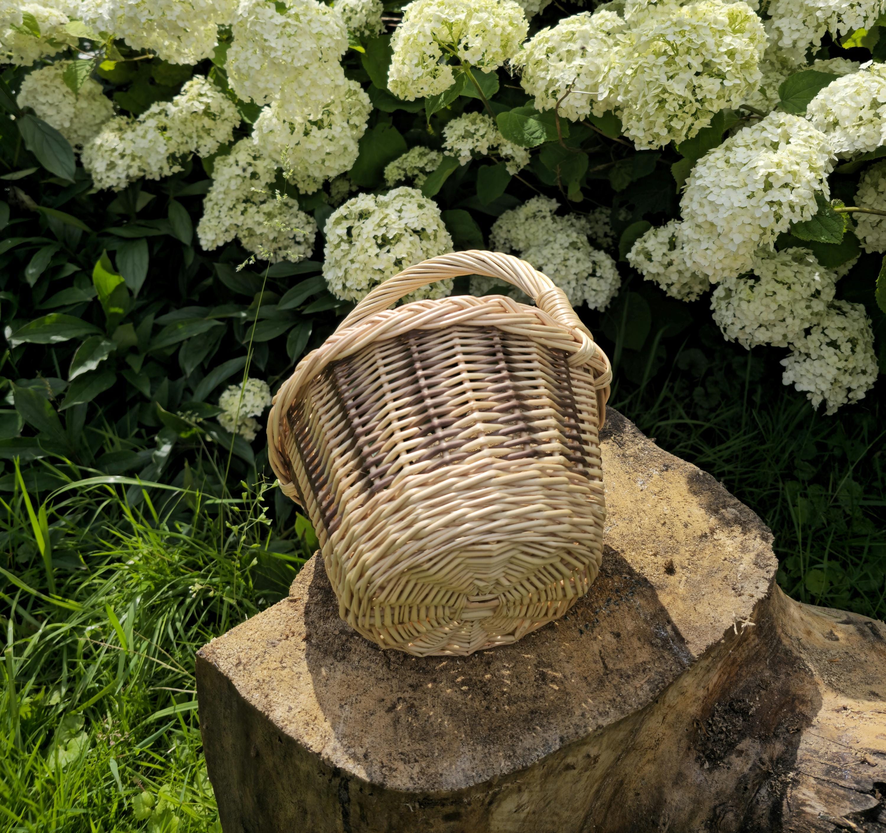 Small Rustic Decorative Wicker Basket - Mini Handwoven Farmhouse Storage - Cottagecore Natural Decor