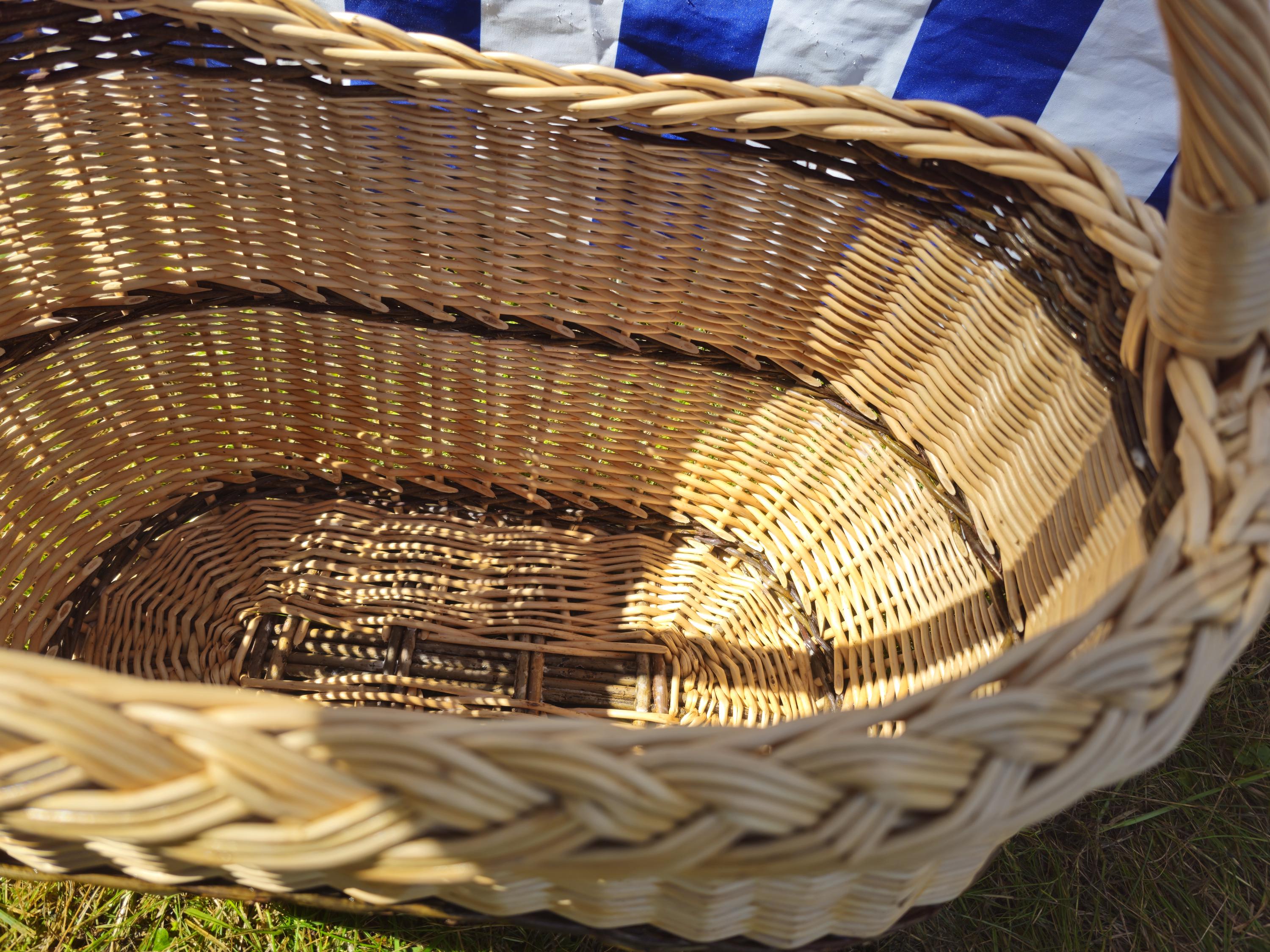 Wicker Oval Basket with Braided Rim - Medium Handwoven Willow Basket