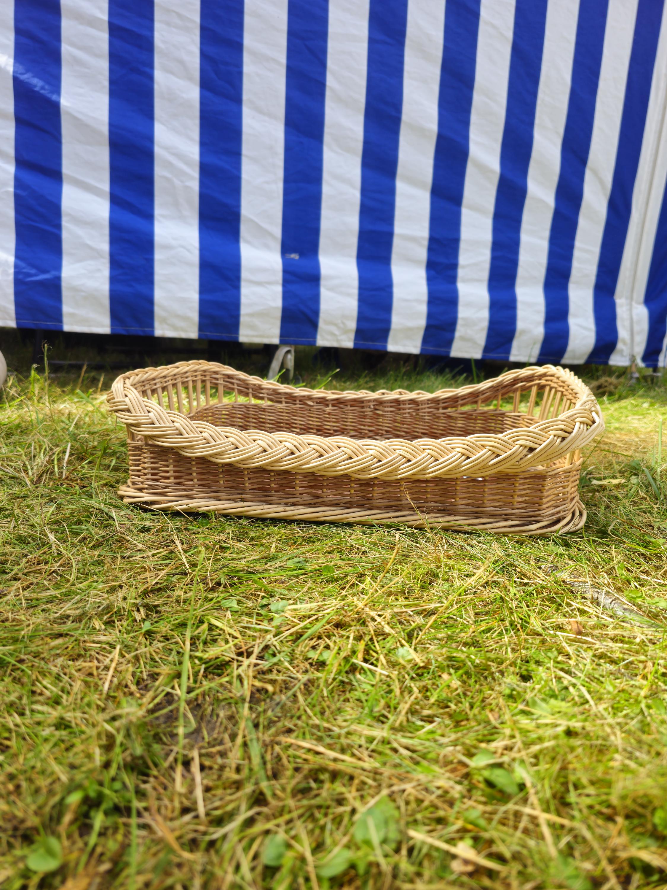 Rustic Rectangular Willow Tray - Handmade Organizer Basket