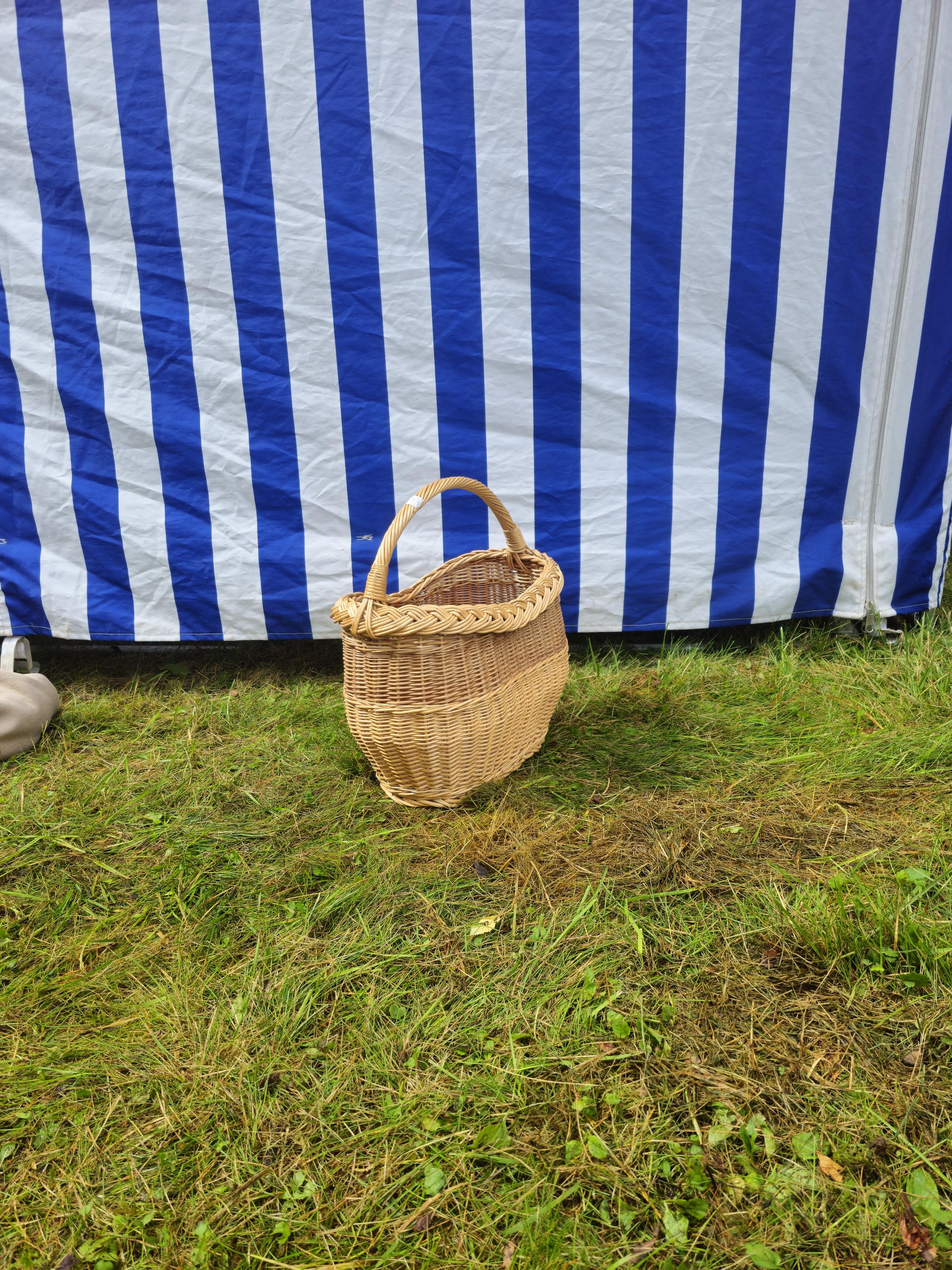 Wicker Oval Basket with Braided Rim - Small Handwoven Willow Basket