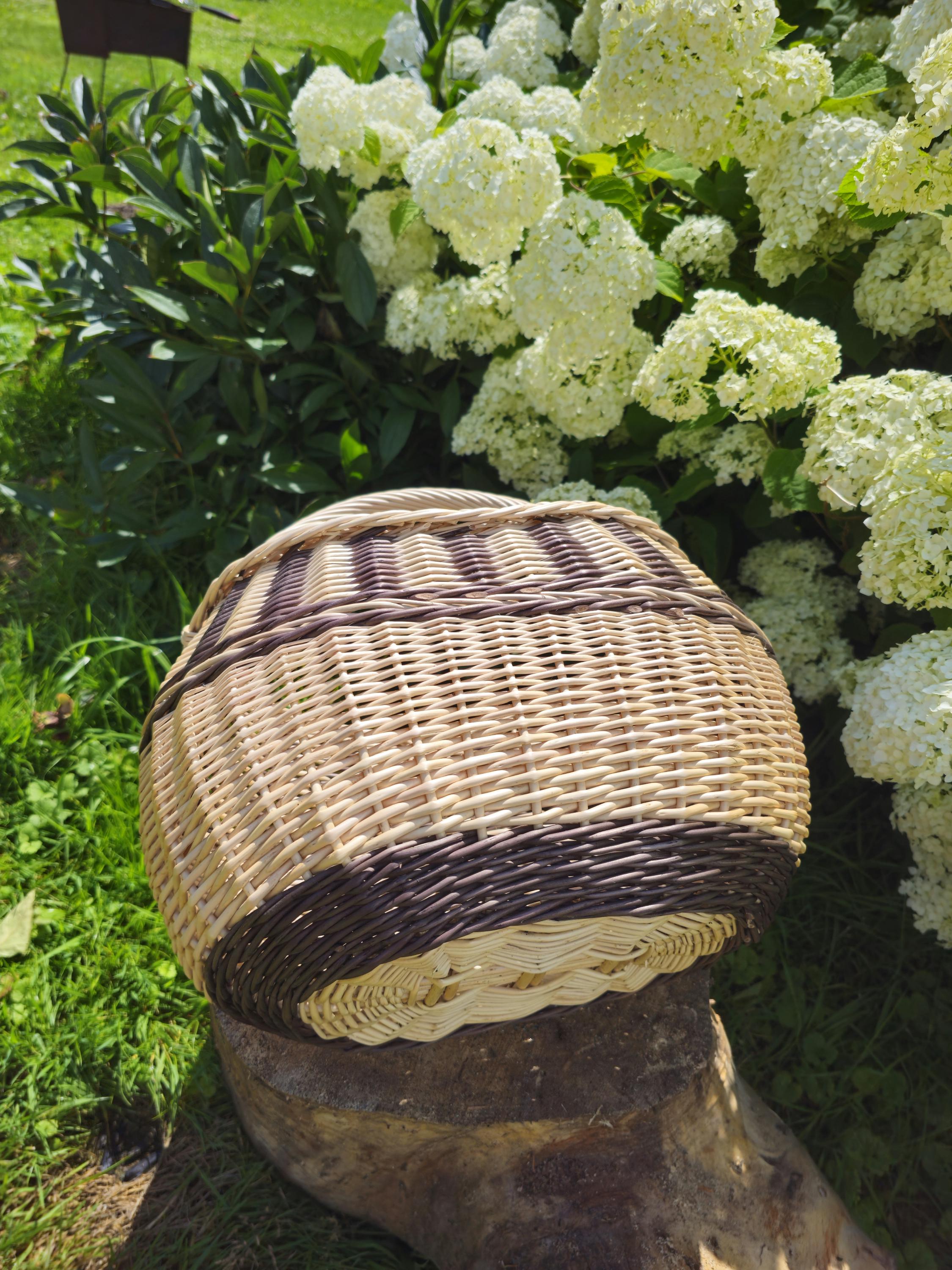 Rustic Decorative Wicker Basket - Small Handwoven Farmhouse Storage - Cottagecore Natural Home Decor
