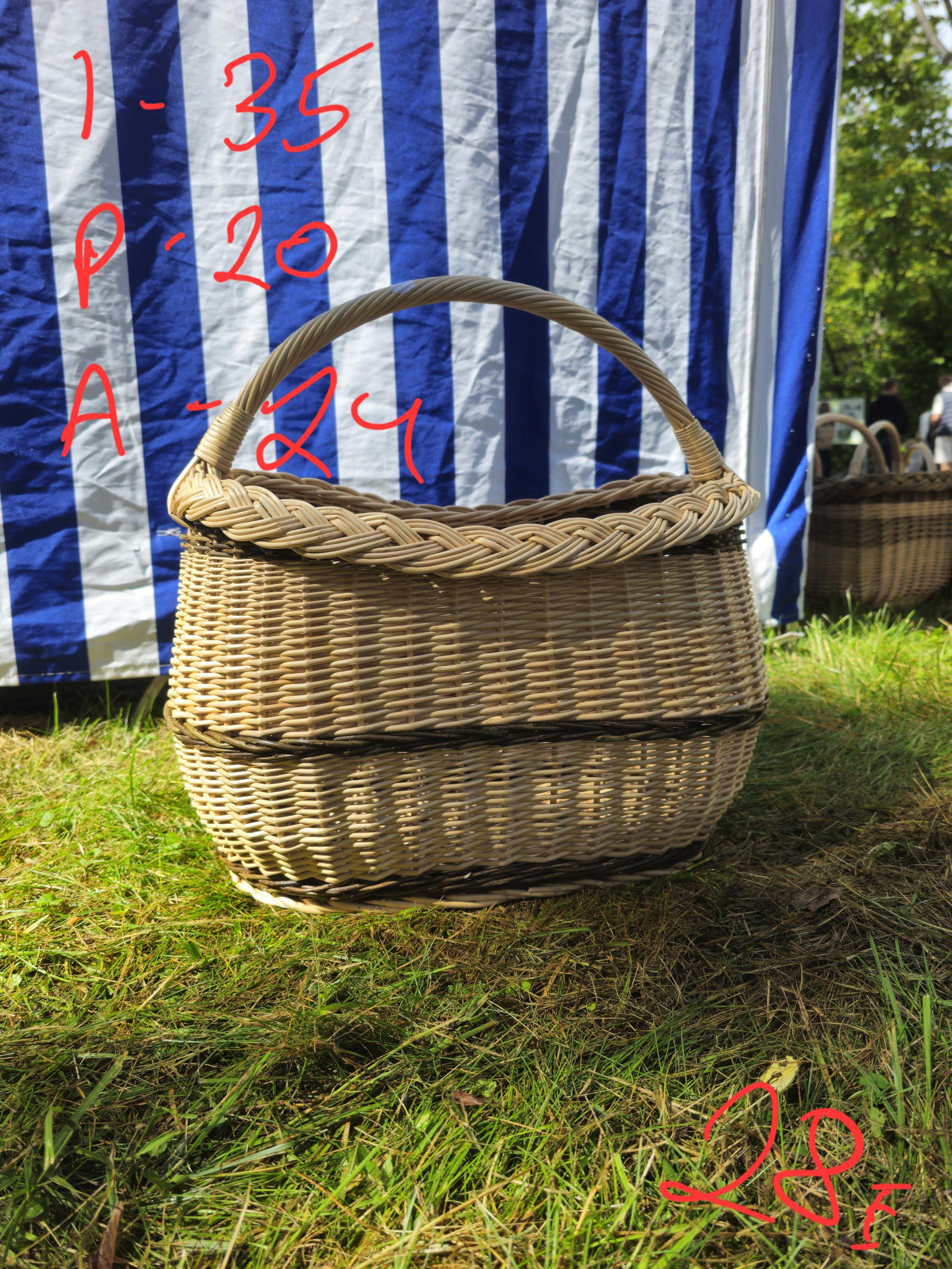 Wicker Oval Basket with Braided Rim - Medium Handwoven Willow Basket