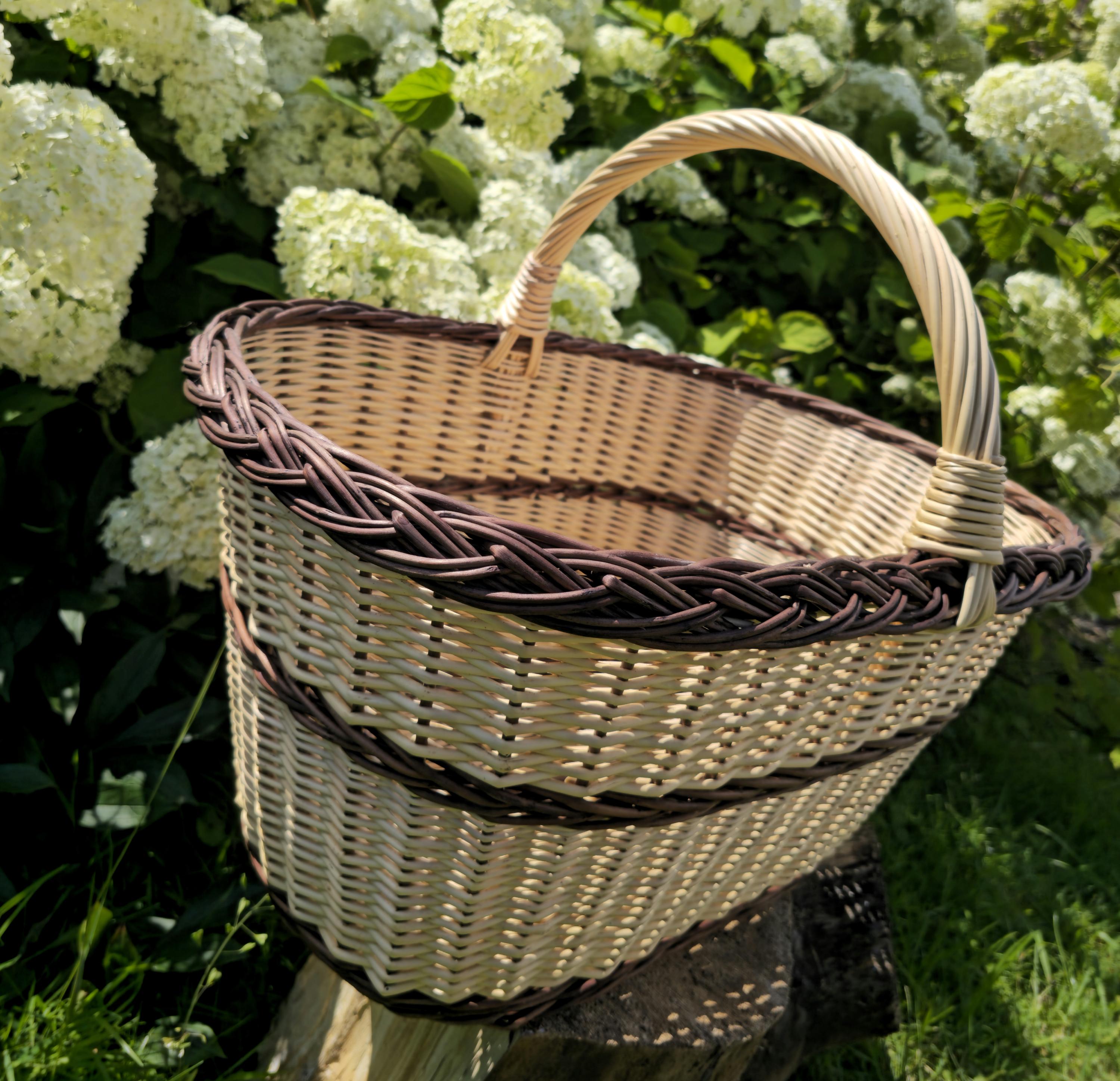 Large Rustic Decorative Wicker Basket - Handwoven Farmhouse Storage - Cottagecore Natural Home Decor
