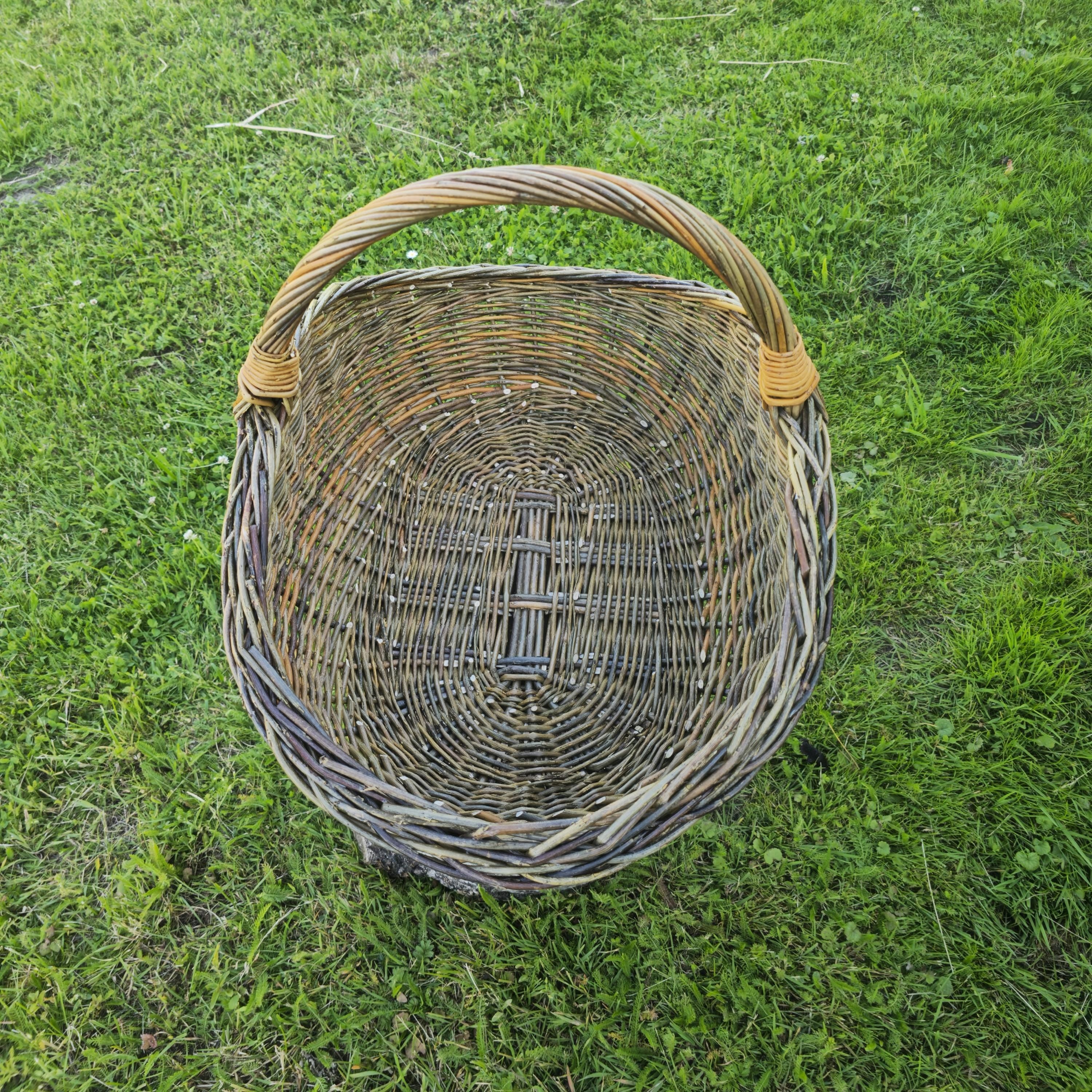 Handwoven Unpeeled Willow Basket: Rustic Gathering &amp; Harvest Basket