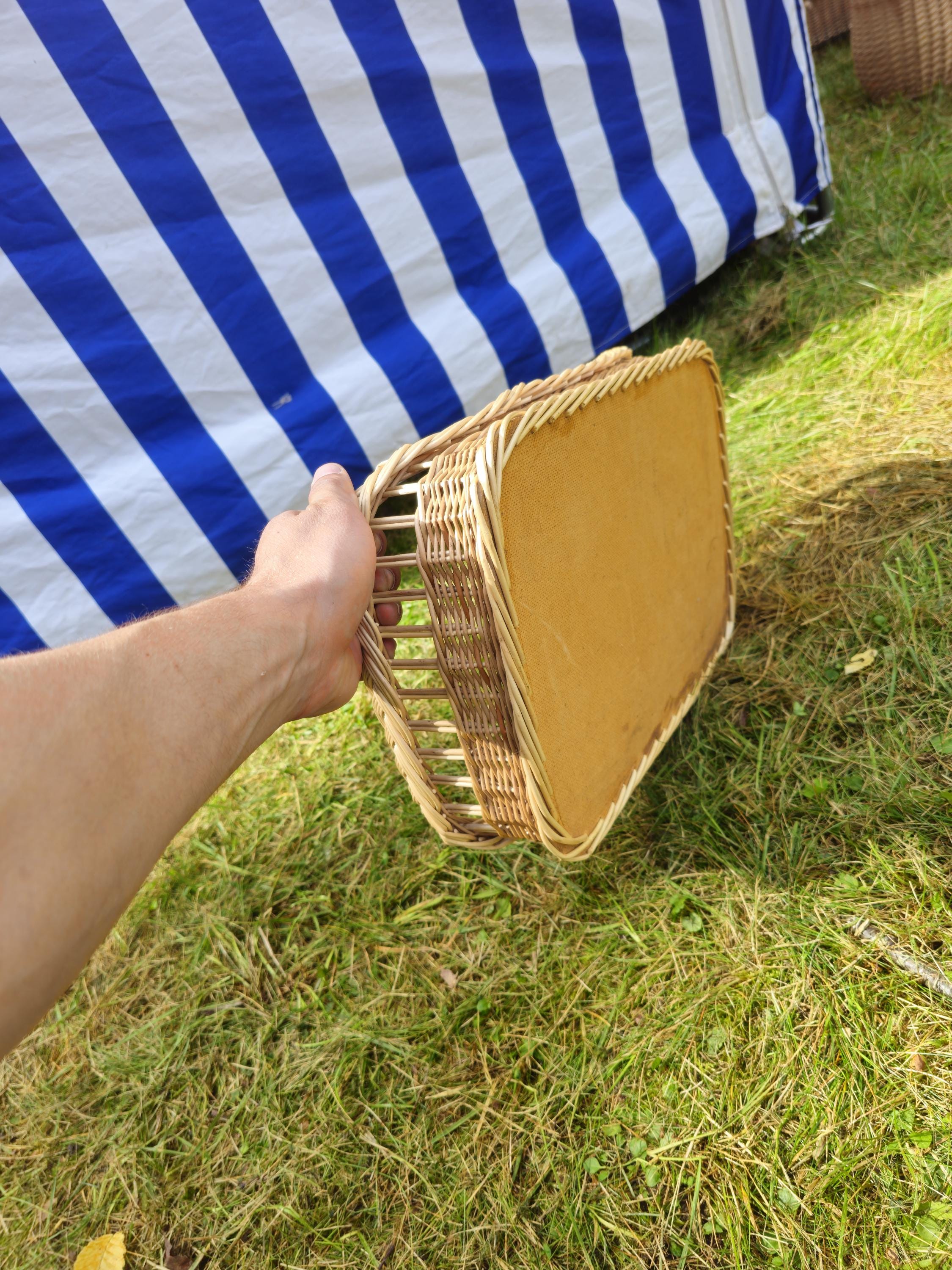 Rustic Rectangular Willow Tray - Handmade Organizer Basket