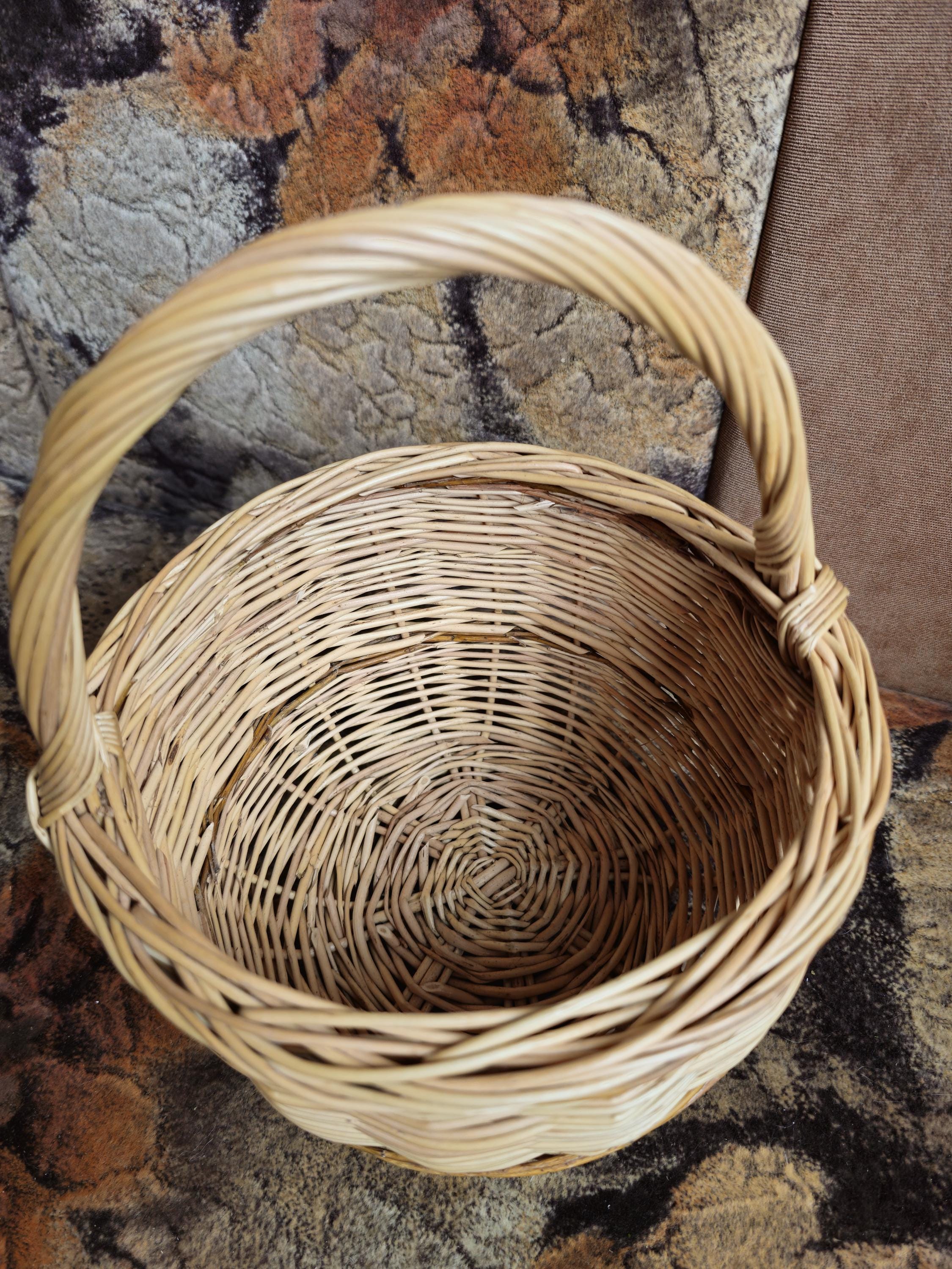 Handmade Willow Wicker Basket with Handle: Rustic Foraging &amp; Home Decor