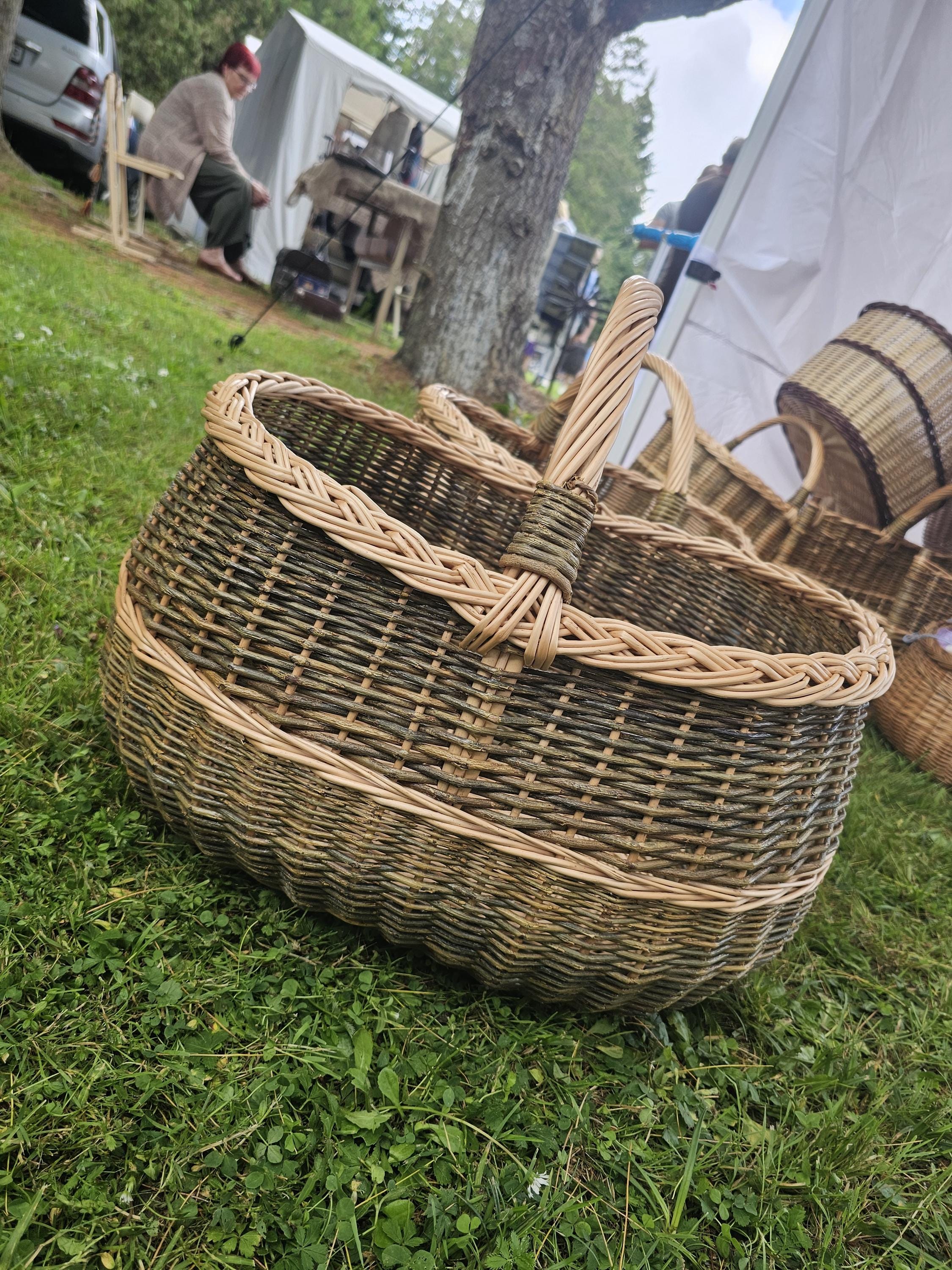Extra Large Handwoven Wicker Basket: Rustic Blanket &amp; Pillow Storage