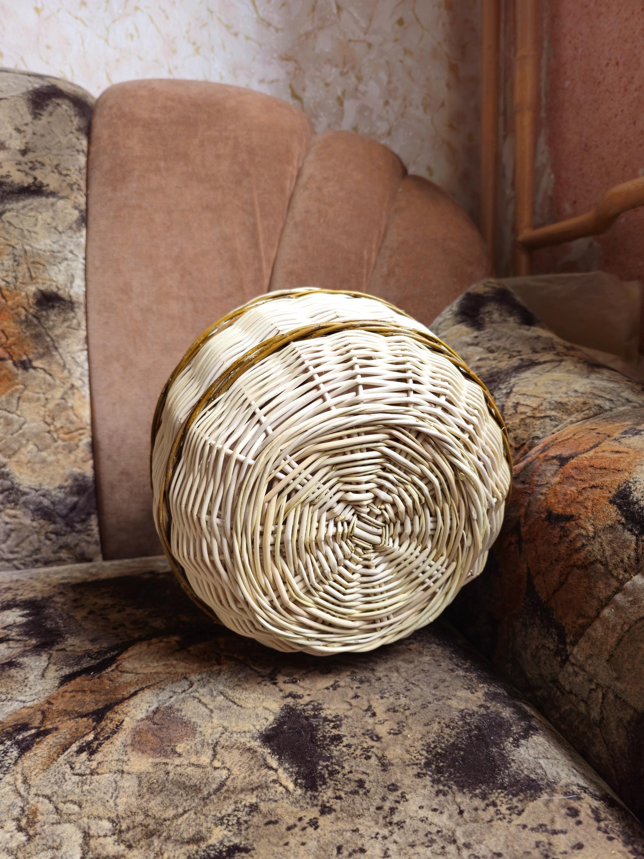Rustic Handwoven Wicker Basket - Traditional Gathering Basket