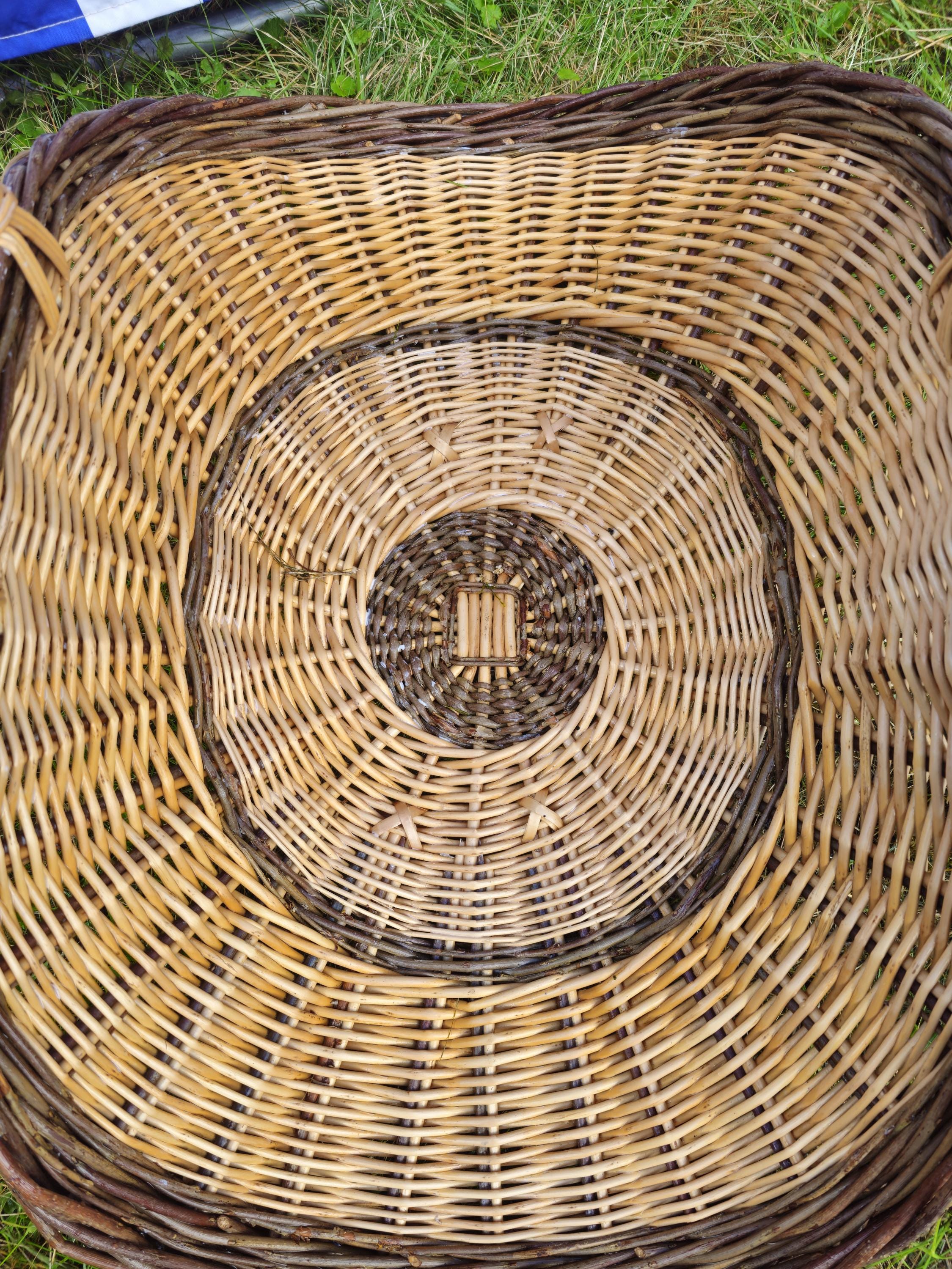 Wicker Flower Basket with Arched Handle - Handwoven Display Basket
