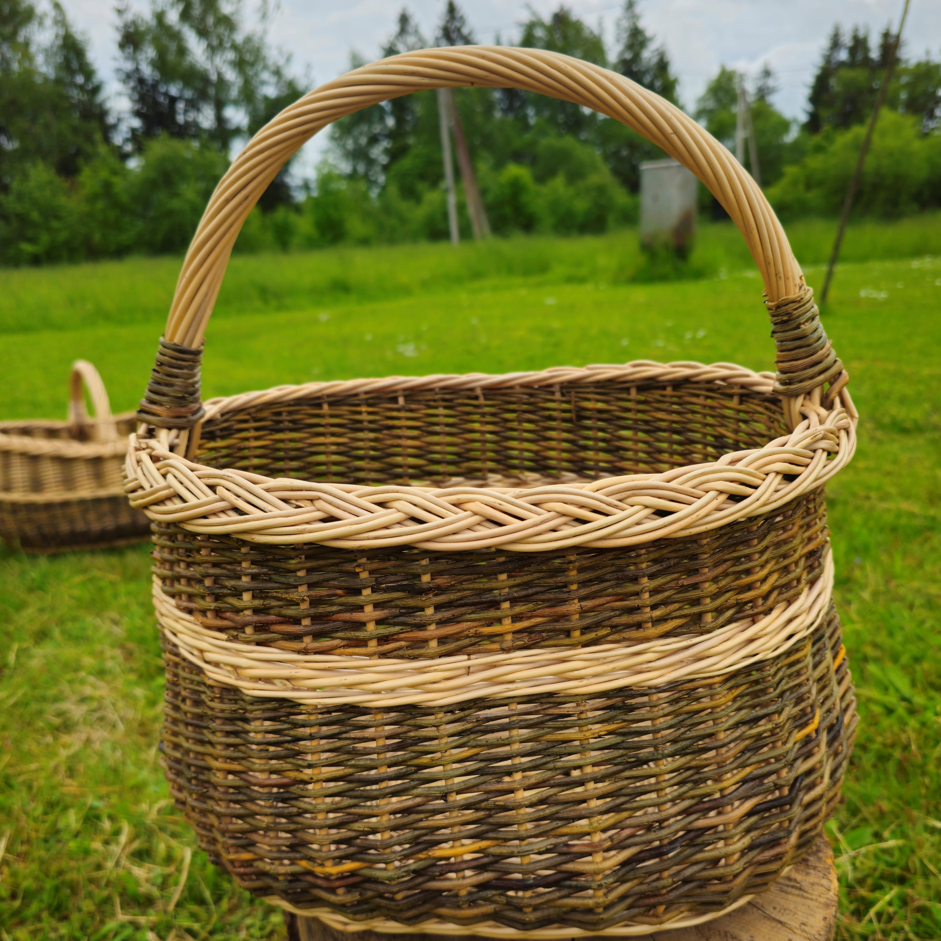 Handwoven Wicker Basket - Foraging, Picnic or Wedding Decor, Rustic Willow Trug