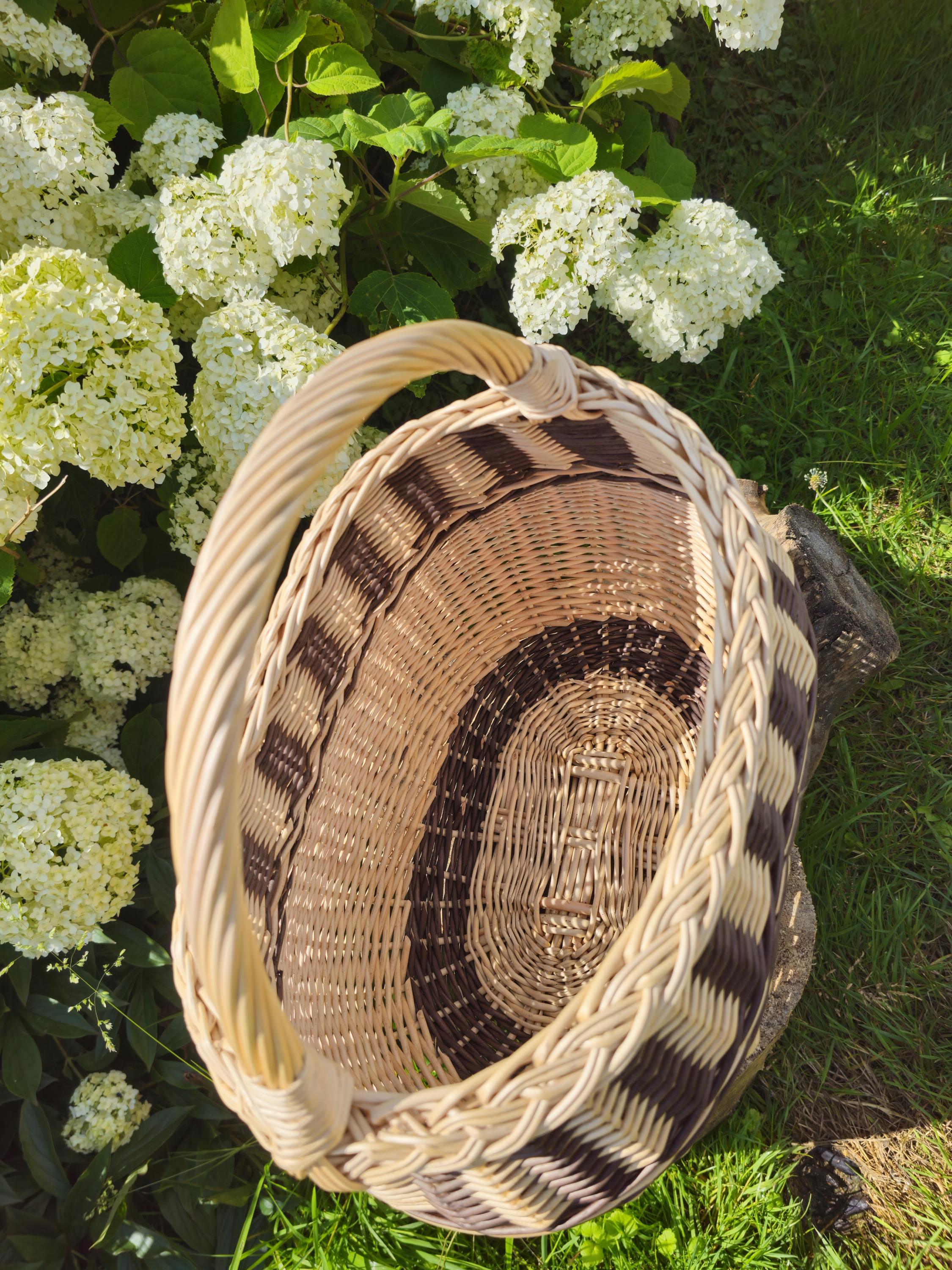 Rustic Decorative Wicker Basket - Small Handwoven Farmhouse Storage - Cottagecore Natural Home Decor
