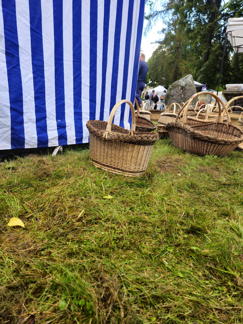 Wicker Oval Basket with Rustic Dark Rim - Handwoven Willow Foraging Basket