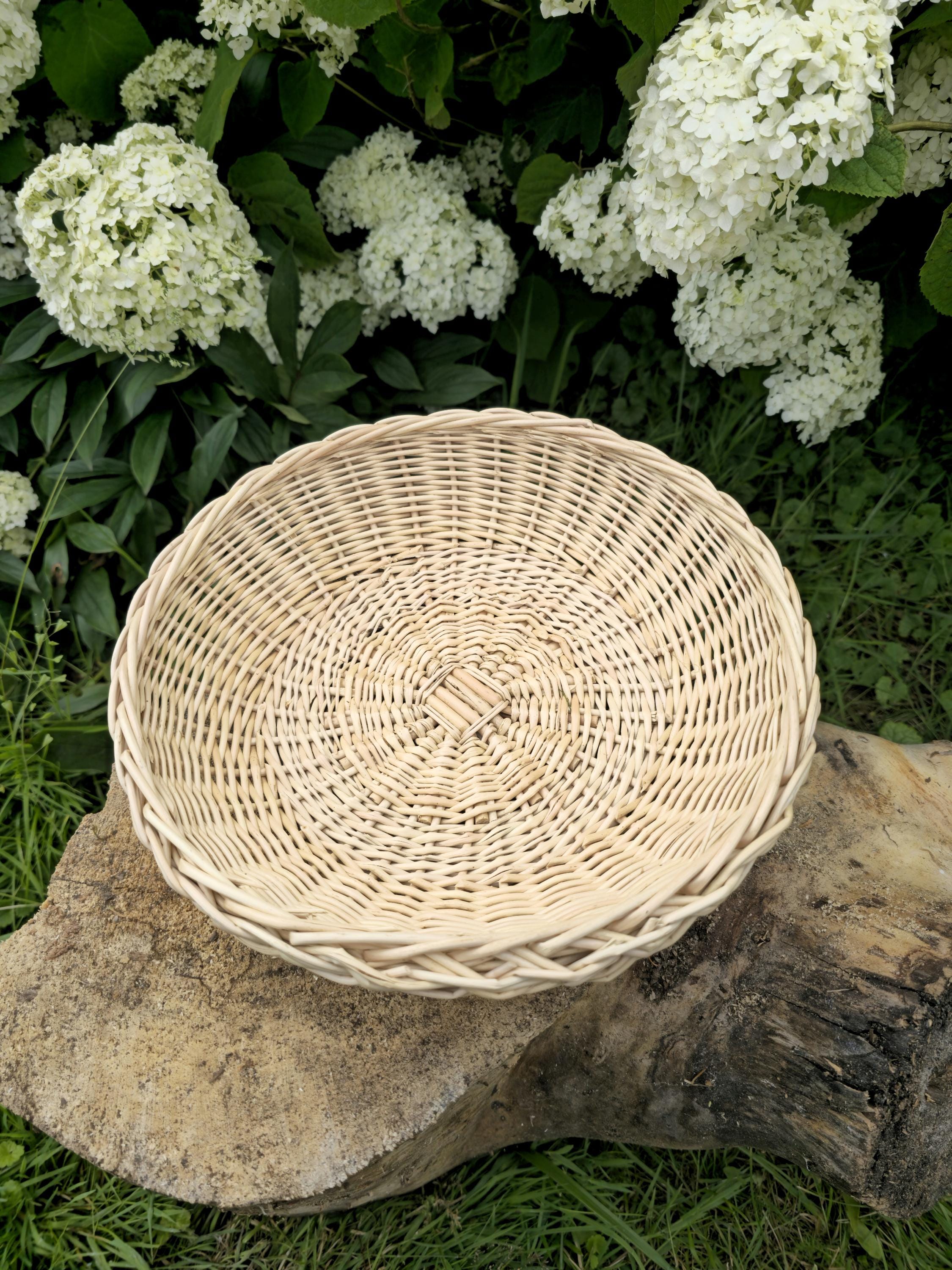 Rustic Wicker Plate - Handwoven Natural Table Centerpiece - Farmhouse Decorative Tray