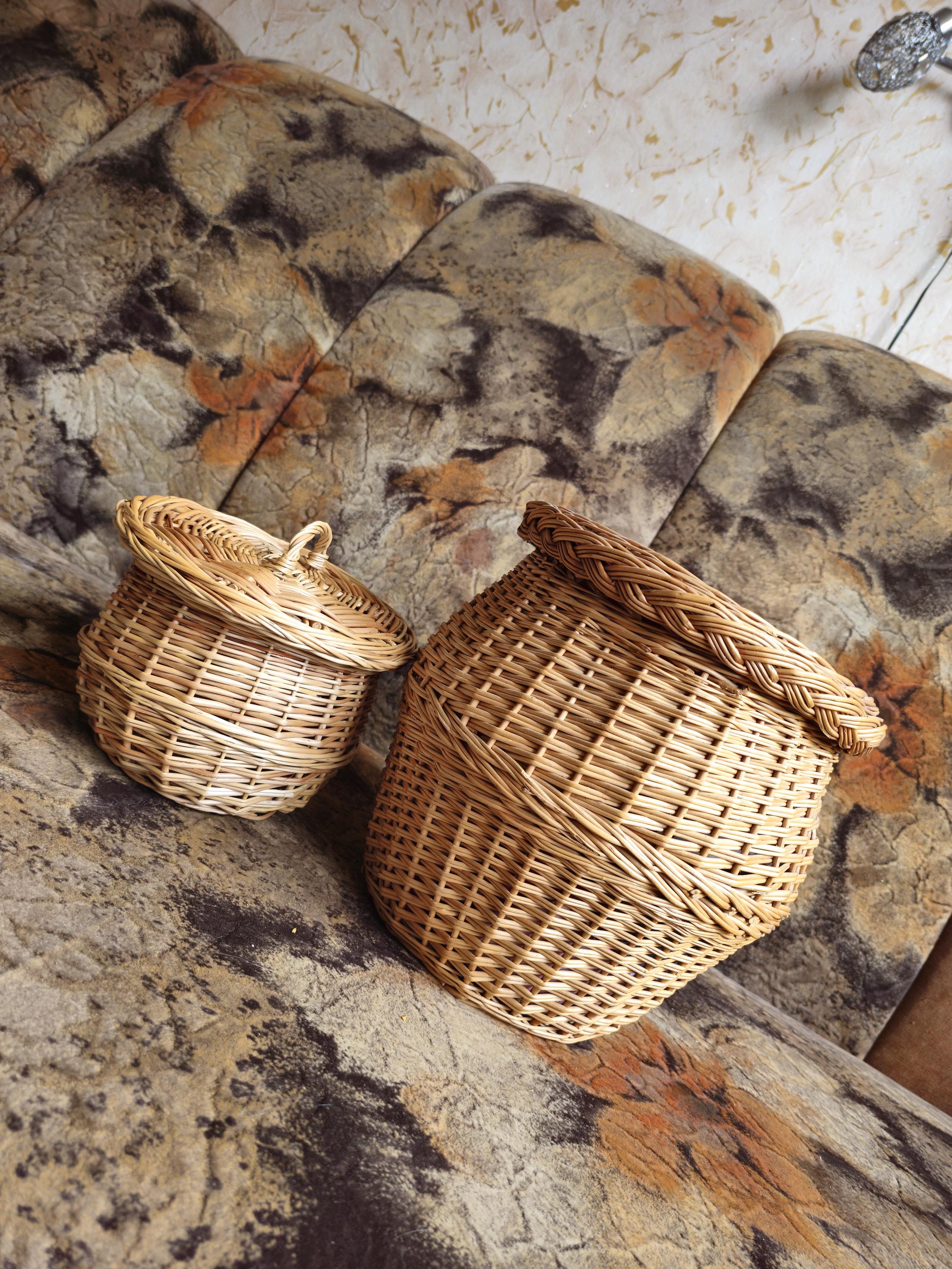 Handwoven Willow Basket Jar with Lid: Rustic Kitchen &amp; Home Decor
