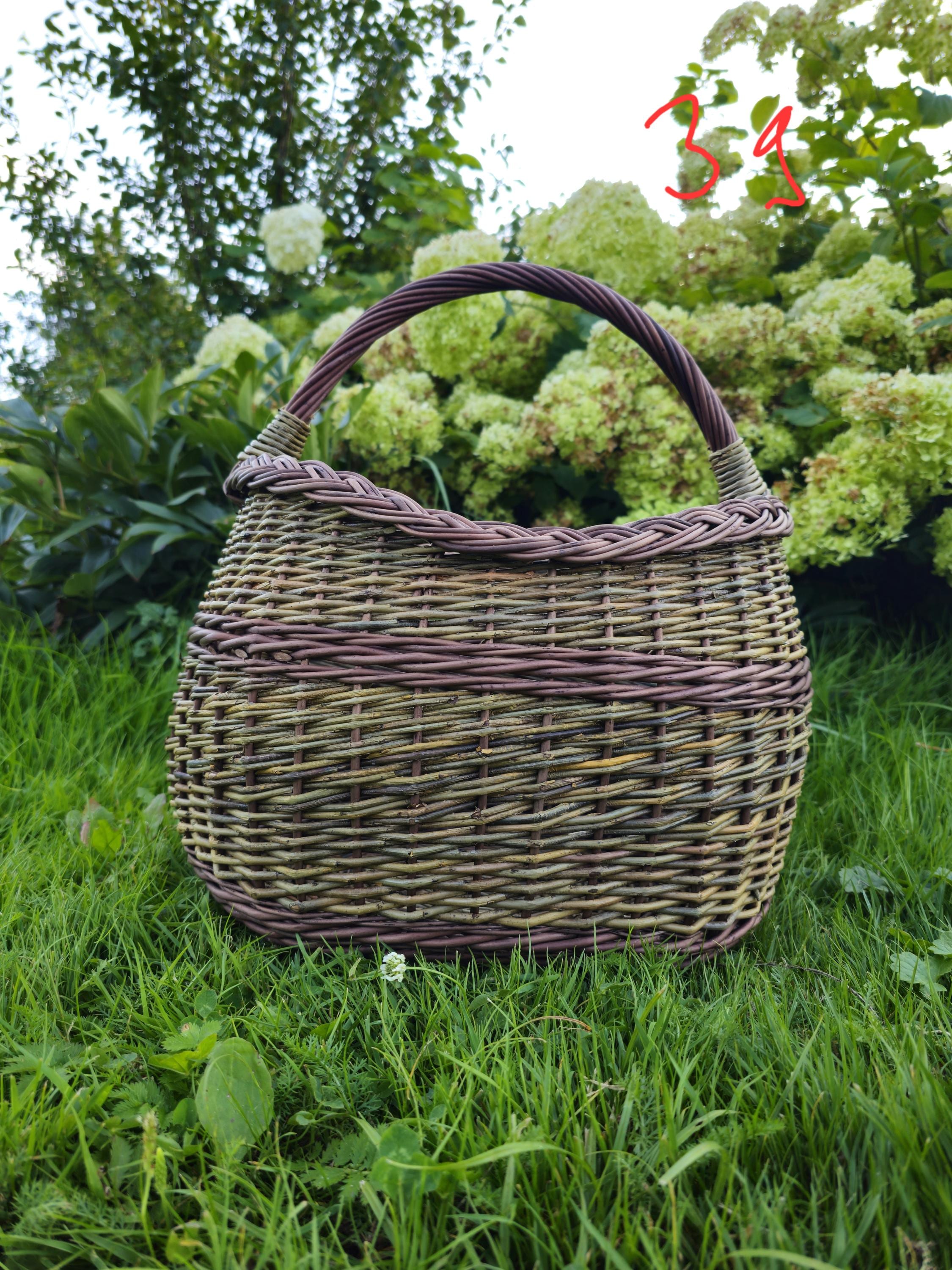Rustic Decorative Wicker Basket - Handwoven Natural Storage - Farmhouse Cottagecore Home Decor
