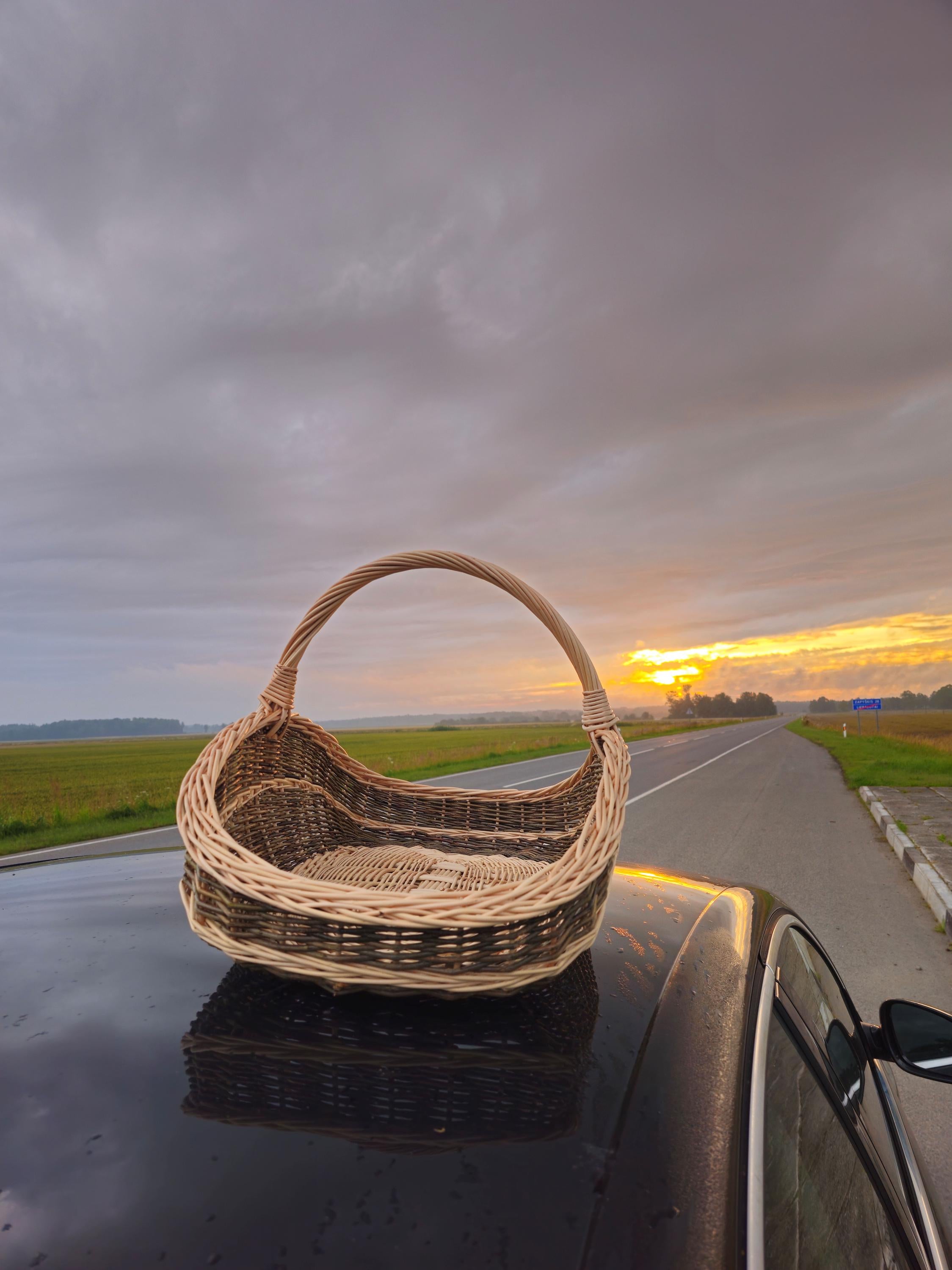 Extra-large Wicker Basket | Two-Tone Willow Trug for Foraging &amp; Flower Gathering | Rustic Farmhouse Decoration