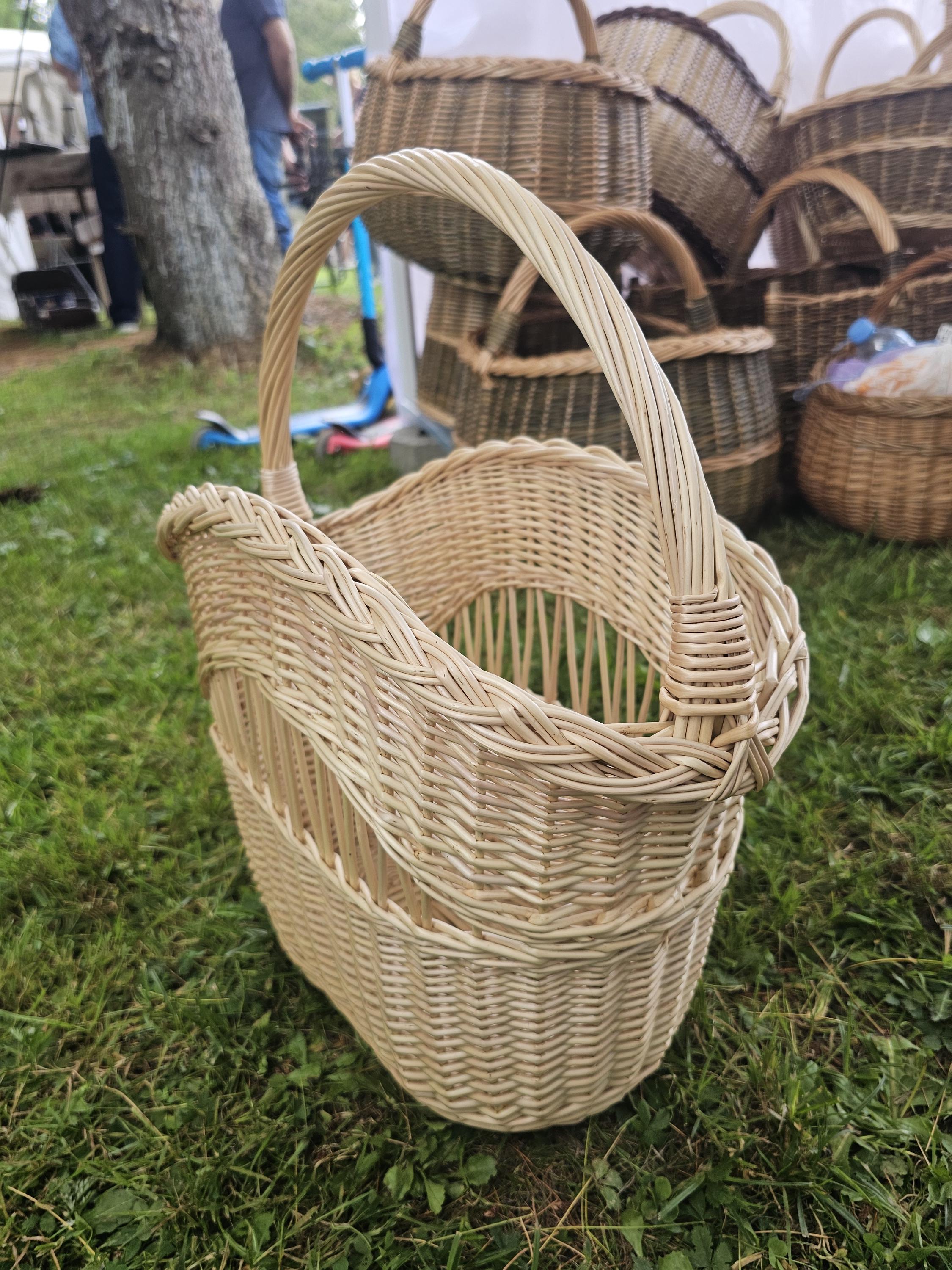 Decorative Wicker Basket, Asymmetrical Entryway &amp; Storage Basket, Rustic Farmhouse Centerpiece, Handwoven in Lithuania