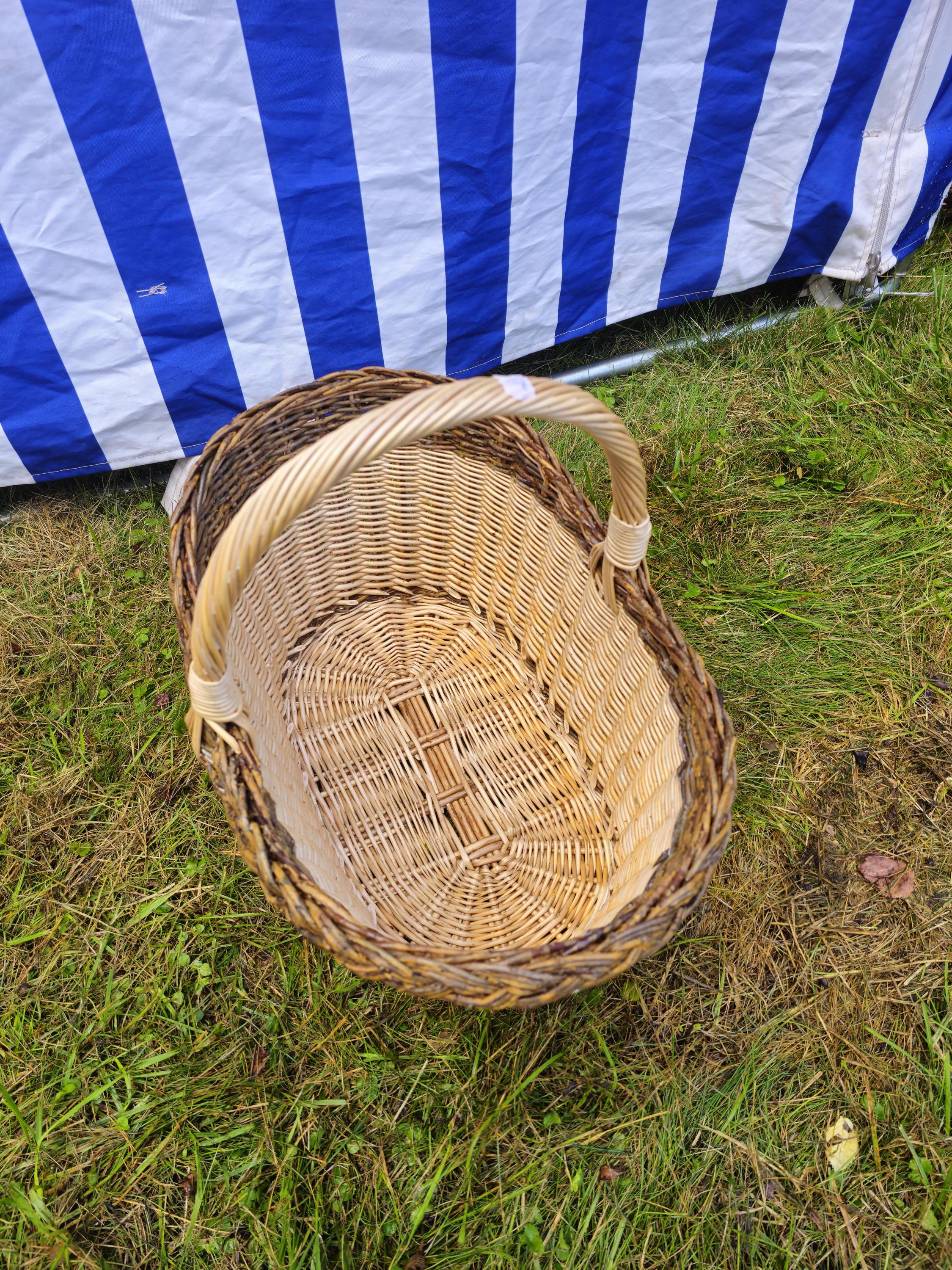 Wicker Oval Basket with Rustic Dark Rim - Handwoven Willow Foraging Basket