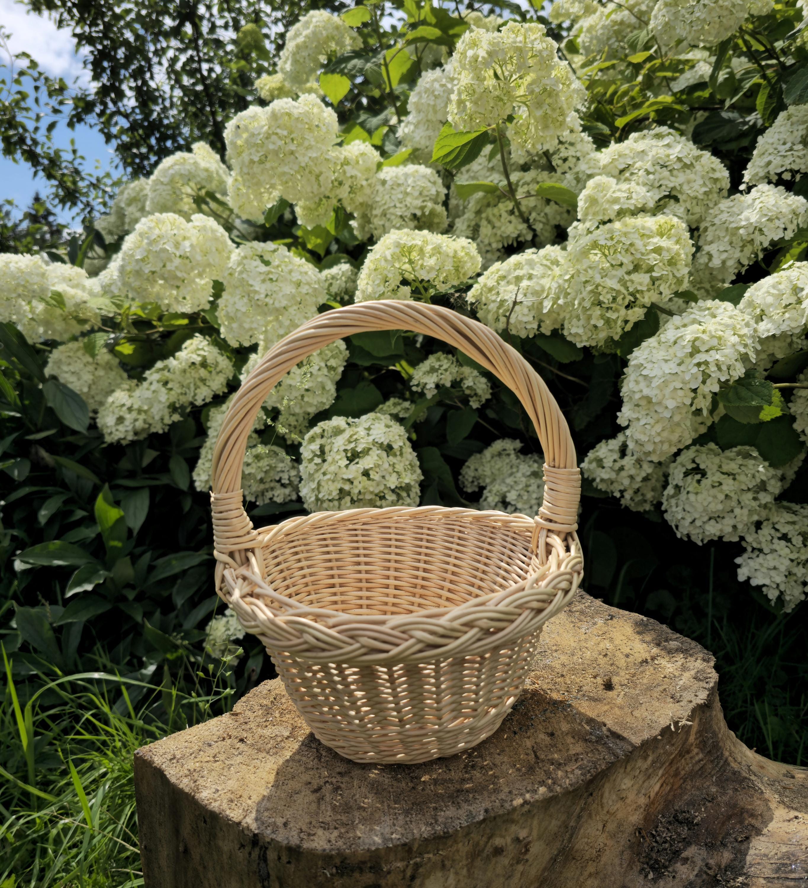 Small Rustic Decorative Wicker Basket - Mini Handwoven Farmhouse Storage - Cottagecore Natural Decor