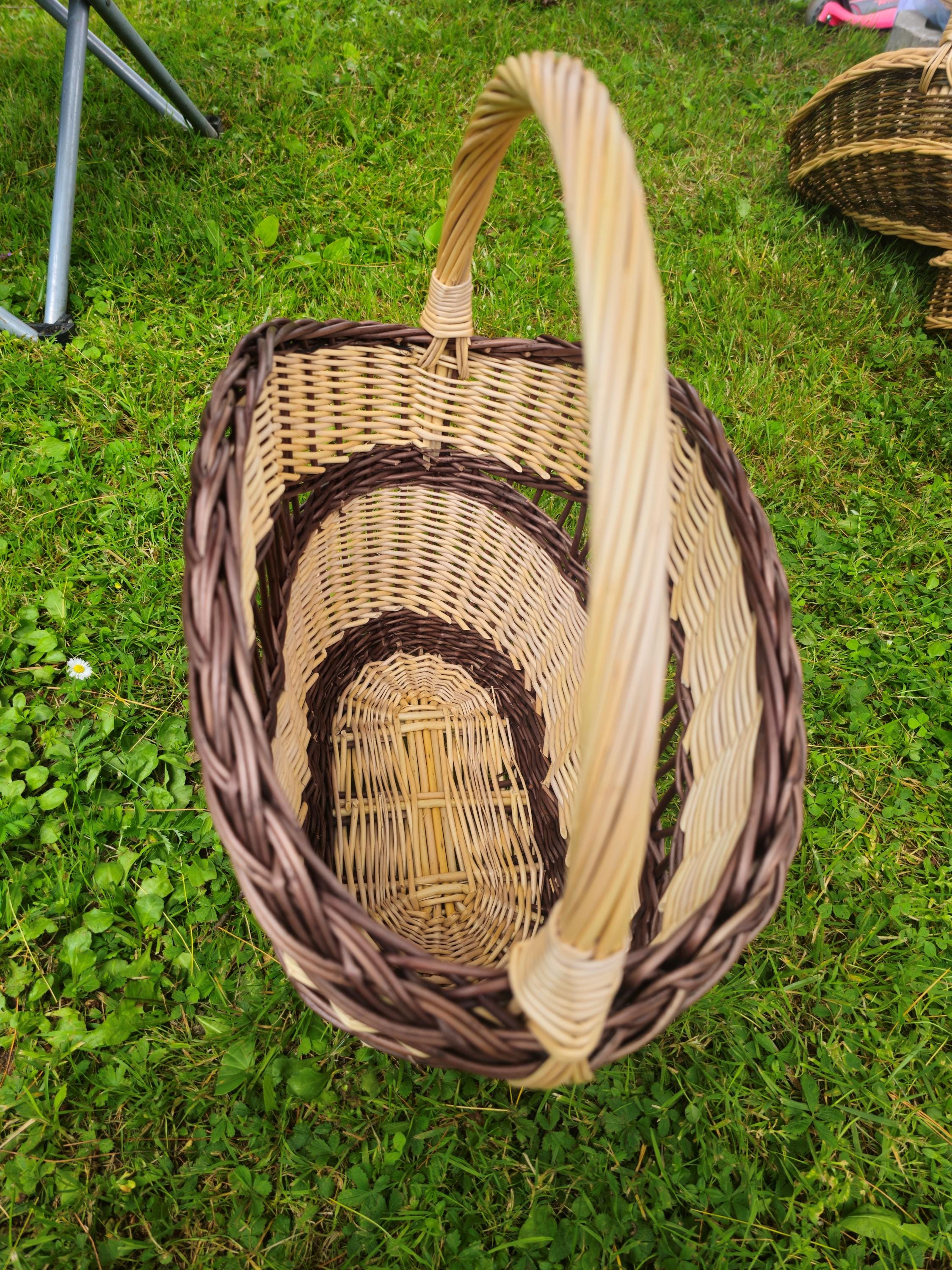 Decorative Wicker Basket, Asymmetrical Entryway &amp; Storage Basket, Rustic Farmhouse Centerpiece, Handwoven in Lithuania