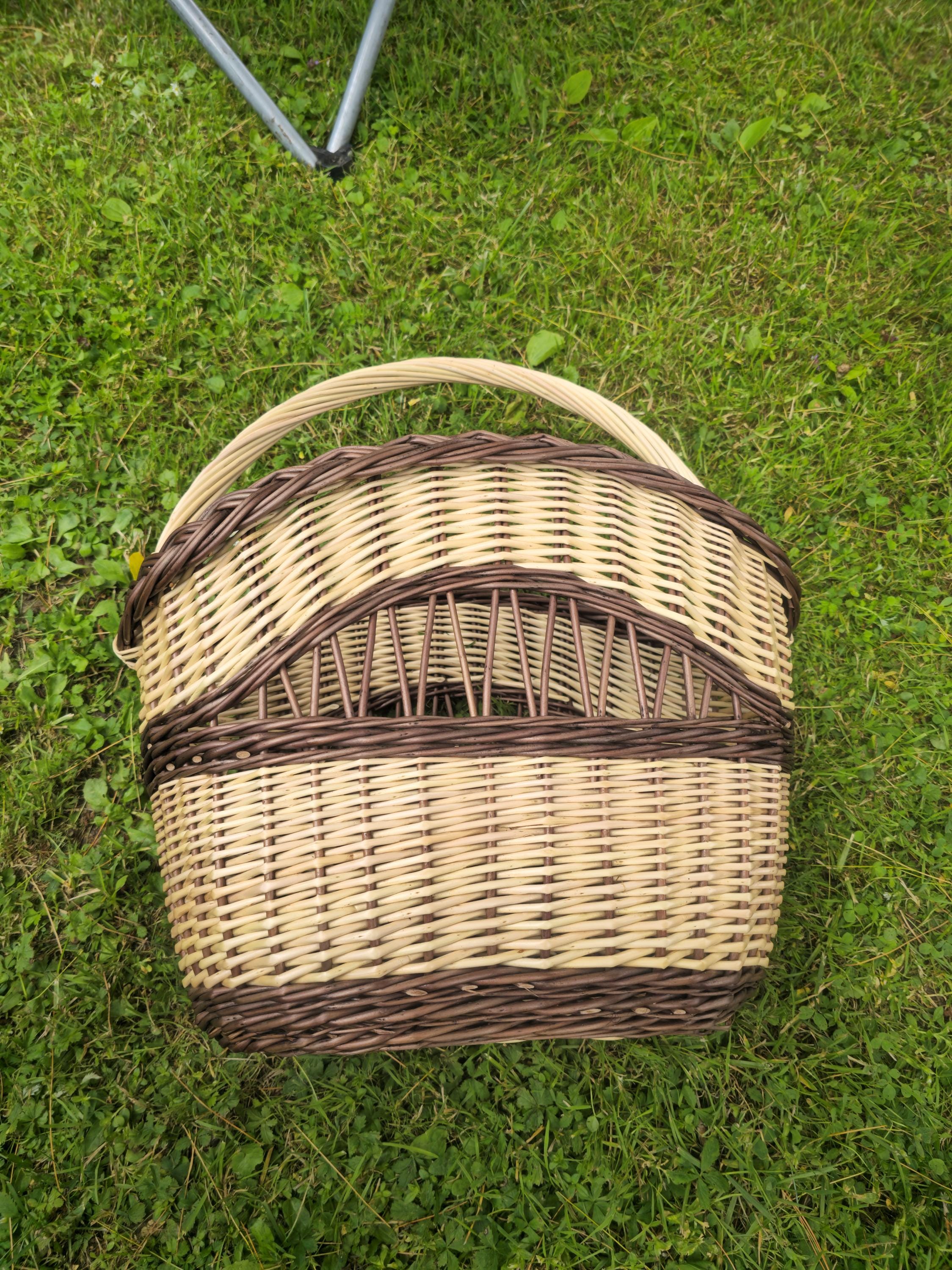 Decorative Wicker Basket, Asymmetrical Entryway &amp; Storage Basket, Rustic Farmhouse Centerpiece, Handwoven in Lithuania