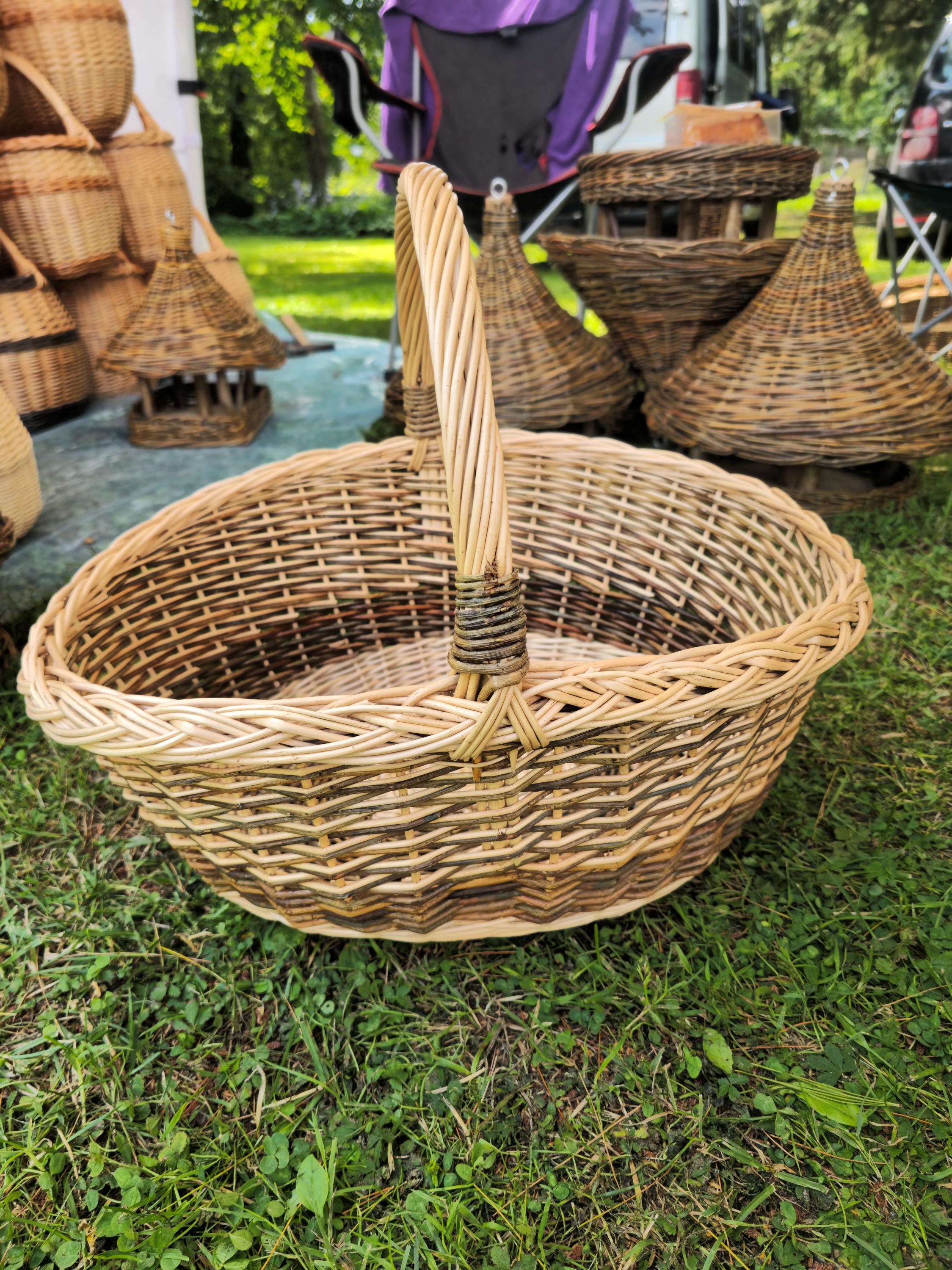 Large Wicker Basket with Sturdy Handle - Large Handmade Decorative Storage