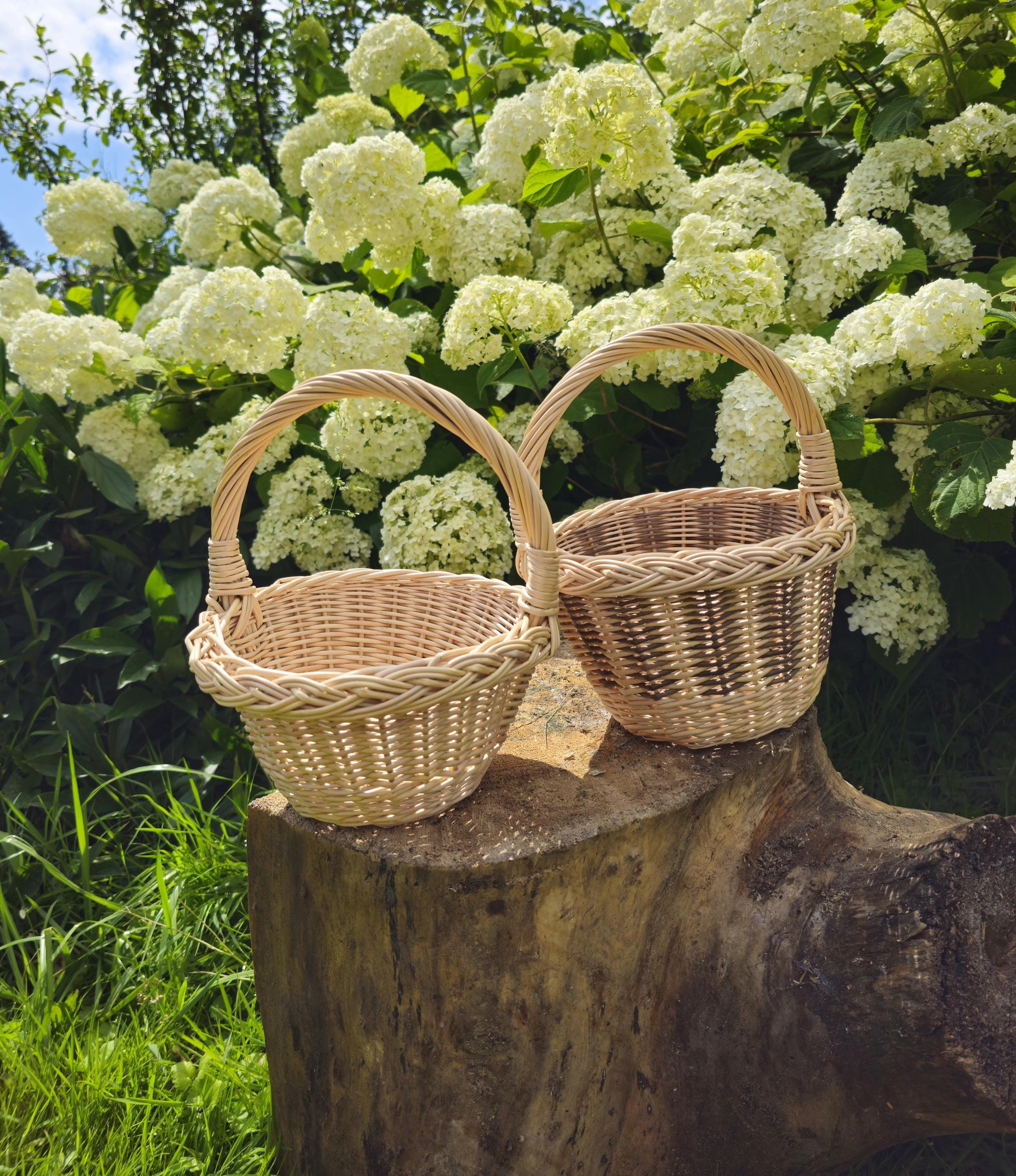 Small Rustic Decorative Wicker Basket - Mini Handwoven Farmhouse Storage - Cottagecore Natural Decor