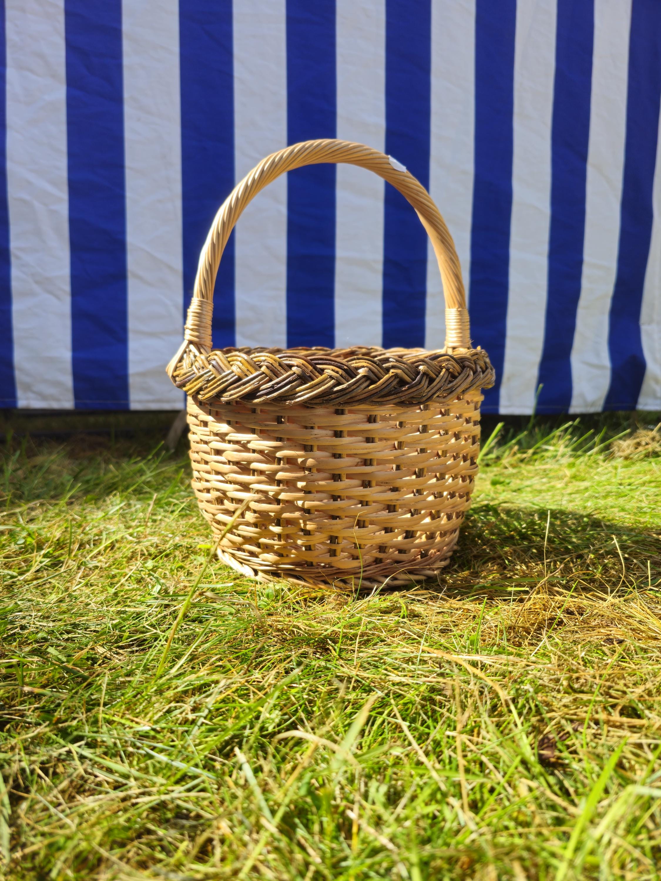 Round Wicker Basket - Handwoven Natural Storage