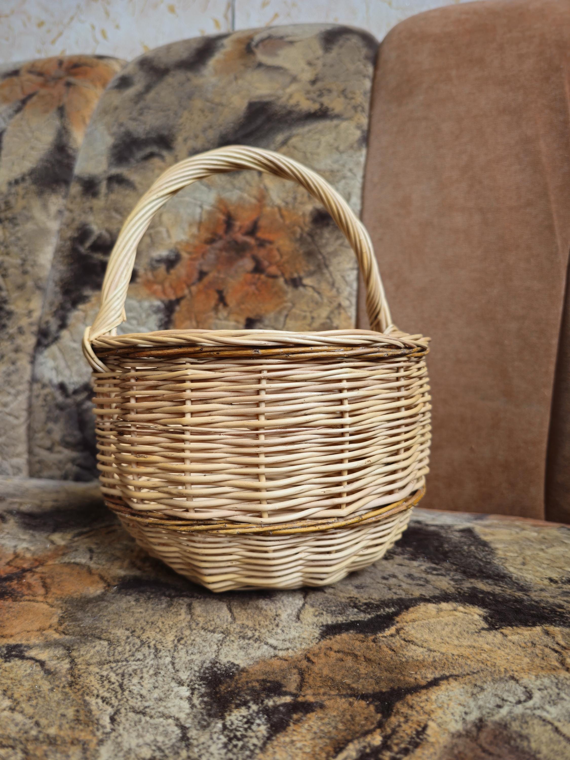 Handmade Willow Wicker Basket with Handle: Rustic Foraging &amp; Home Decor