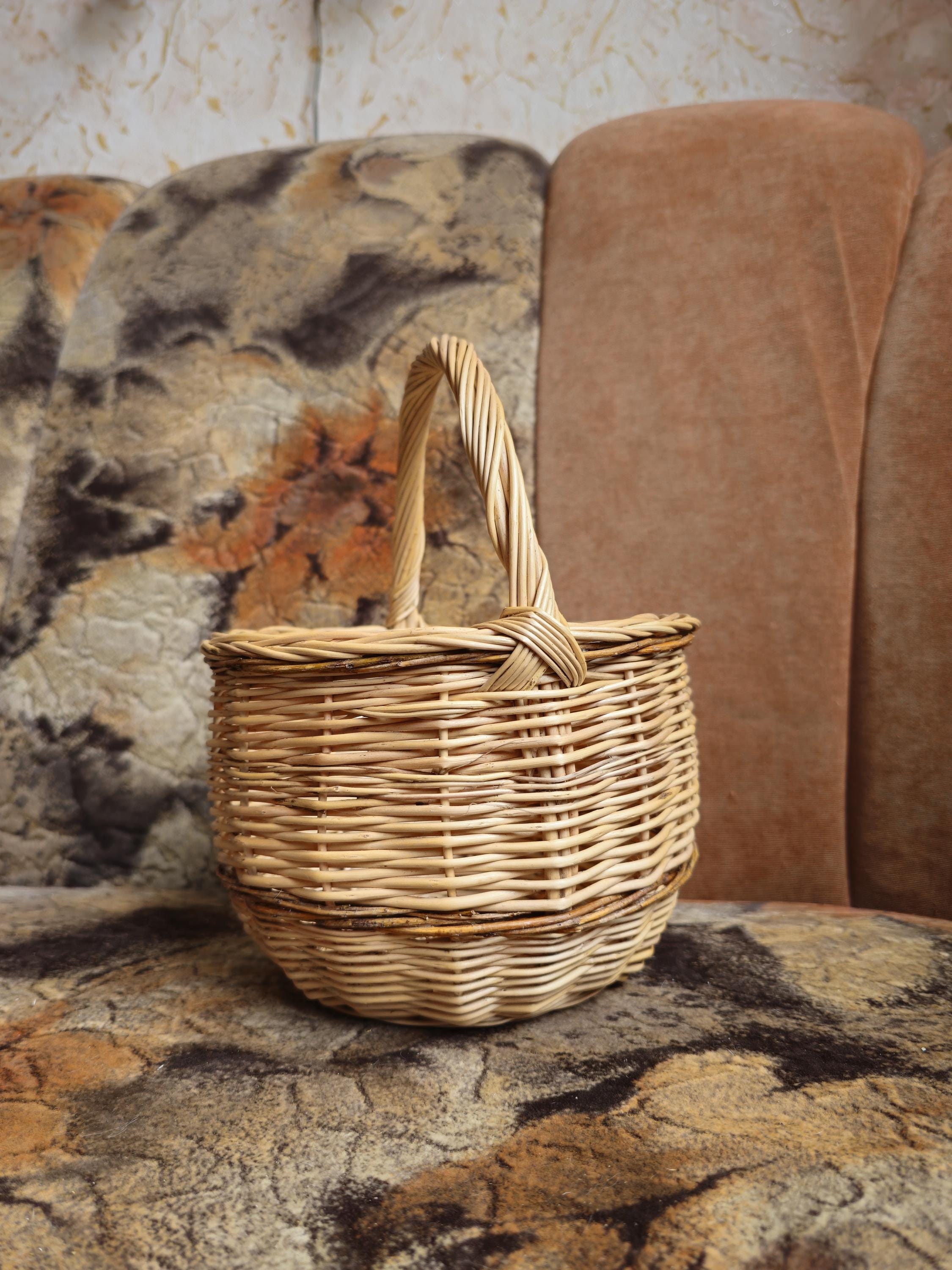 Handmade Willow Wicker Basket with Handle: Rustic Foraging &amp; Home Decor