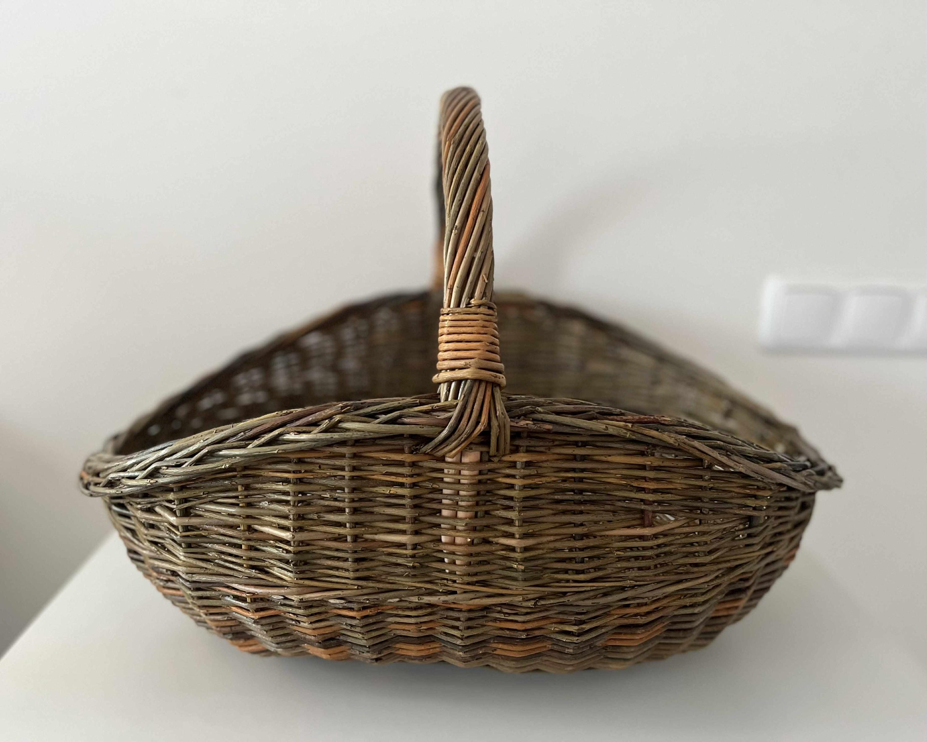 Handwoven Unpeeled Willow Basket: Rustic Gathering &amp; Harvest Basket