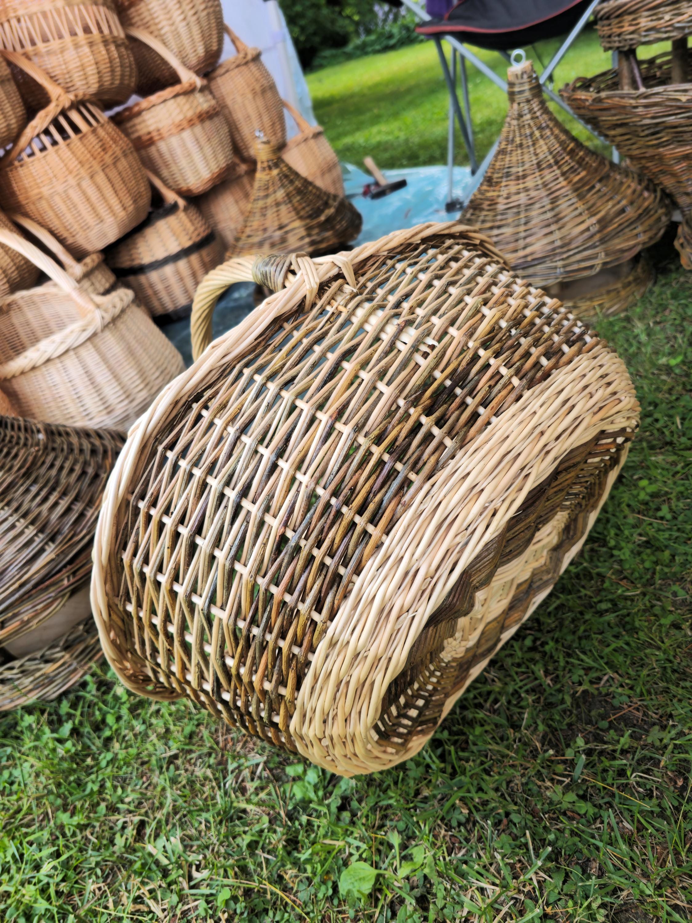 Large Wicker Basket with Sturdy Handle - Large Handmade Decorative Storage