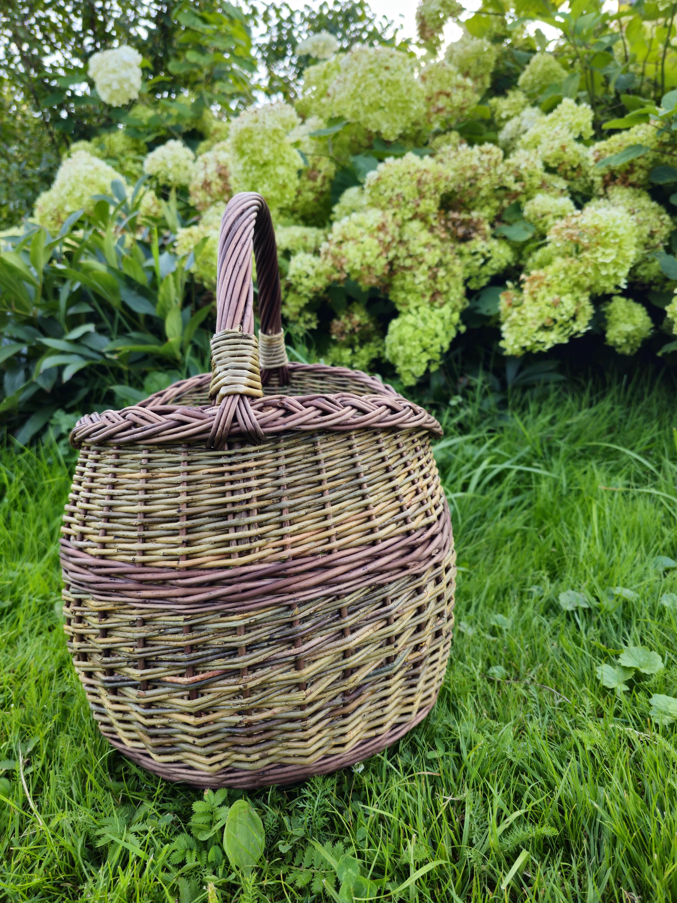 Rustic Decorative Wicker Basket - Handwoven Natural Storage - Farmhouse Cottagecore Home Decor