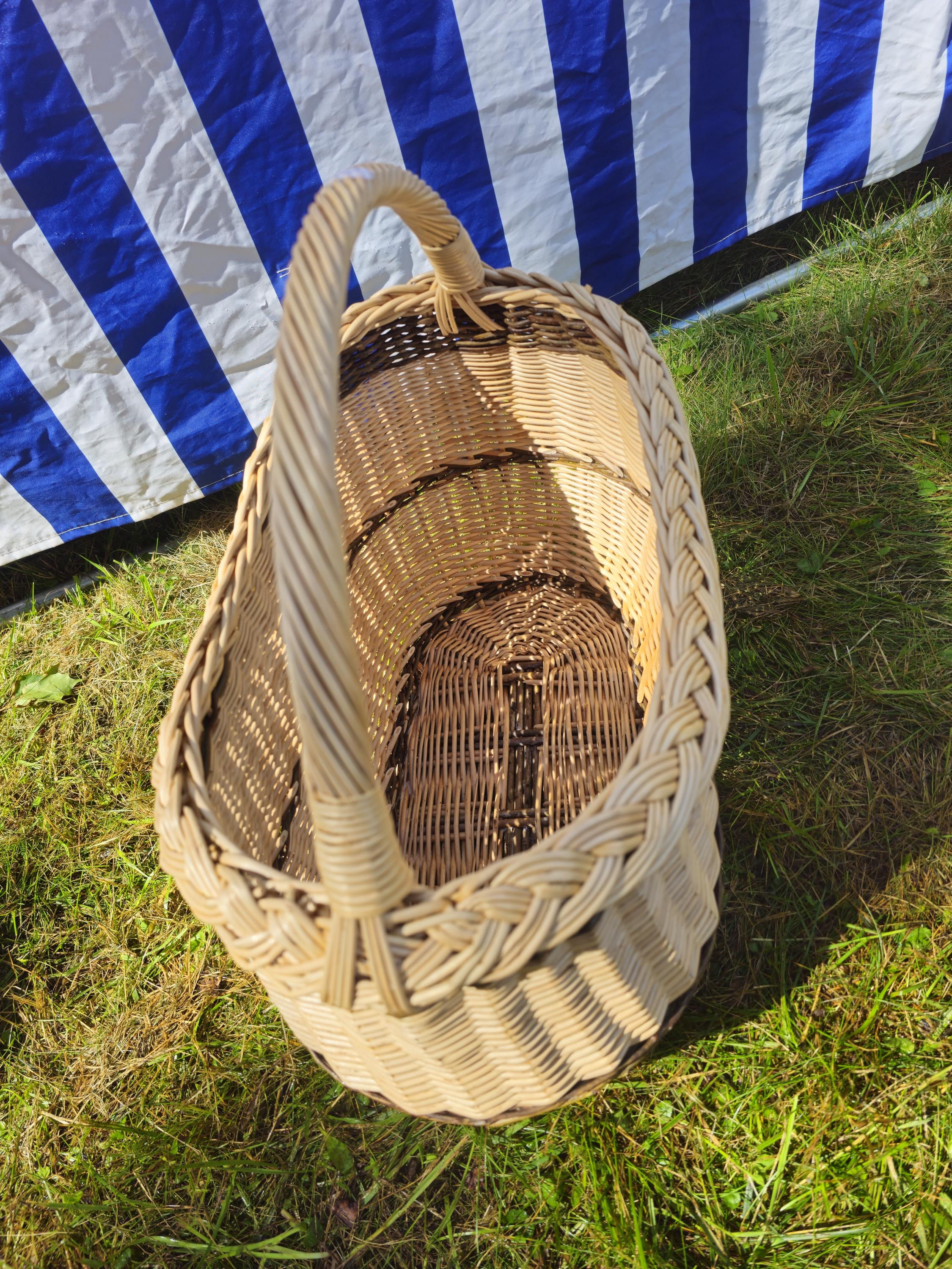 Wicker Oval Basket with Braided Rim - Medium Handwoven Willow Basket