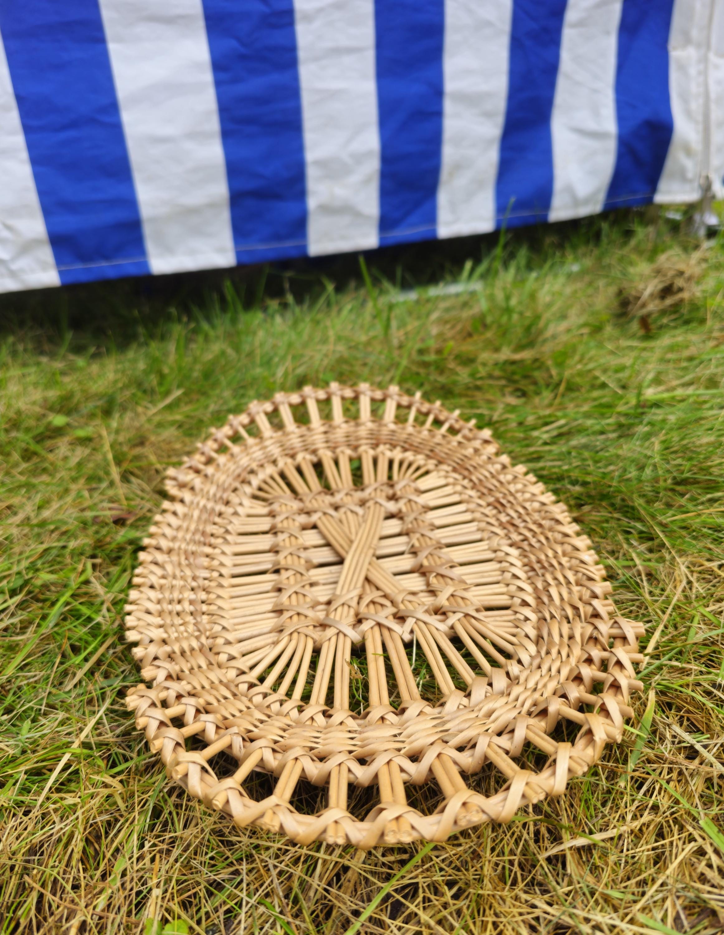 Oval Woven Wicker Tray - Natural Decorative Handcrafted Piece