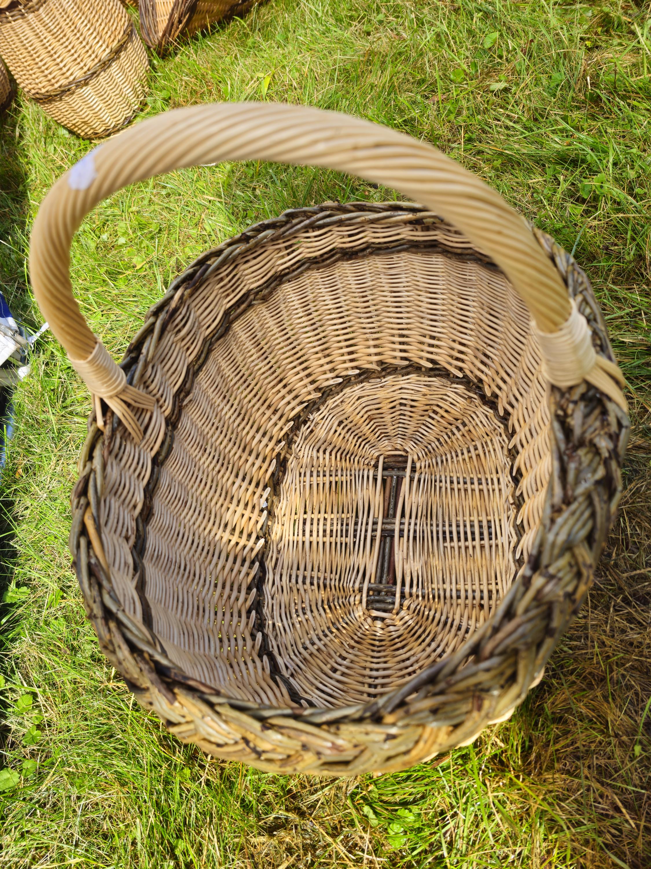 Wicker Oval Basket with Braided Rim - Medium Handwoven Willow Basket