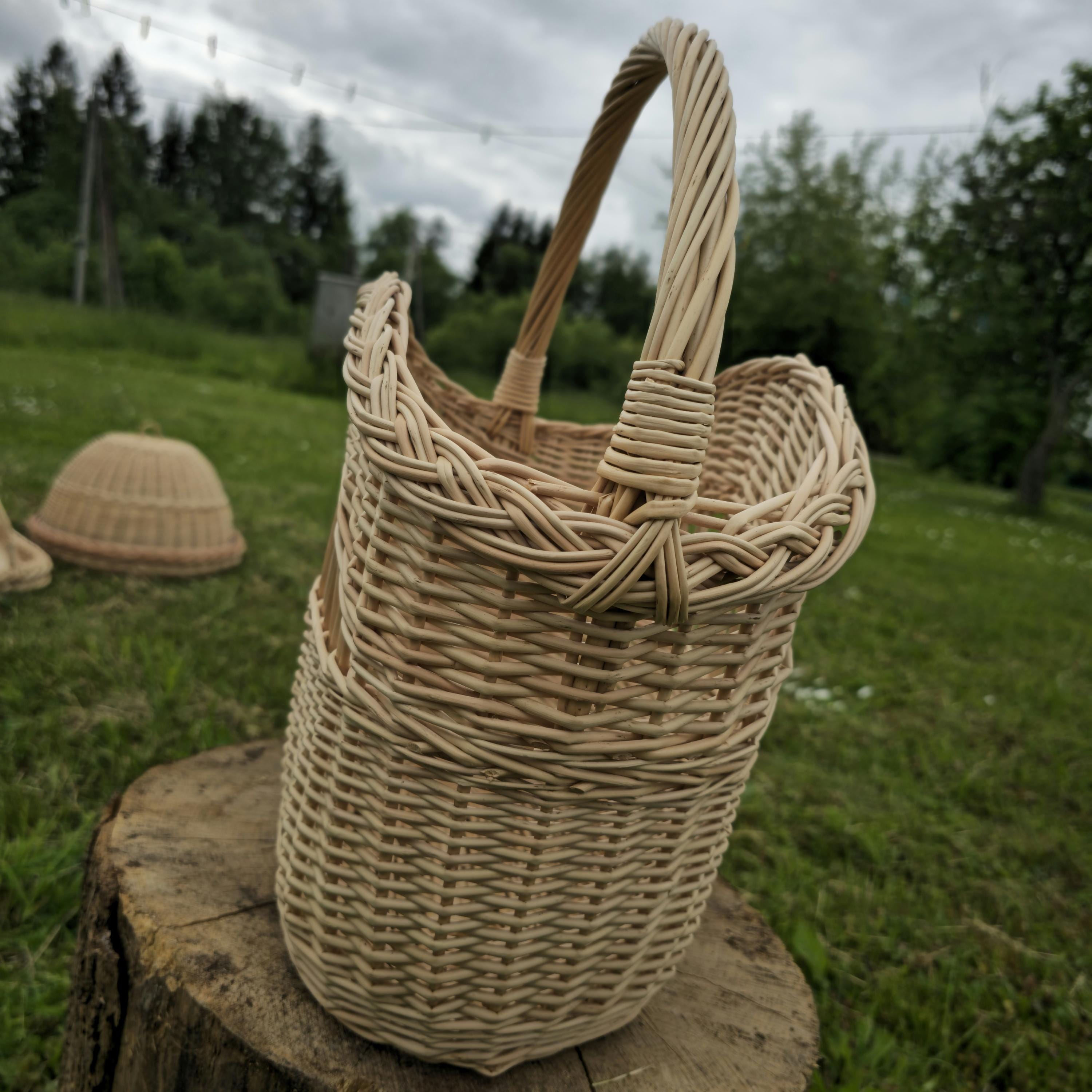 Decorative Wicker Basket, Asymmetrical Entryway &amp; Storage Basket, Rustic Farmhouse Centerpiece, Handwoven in Lithuania