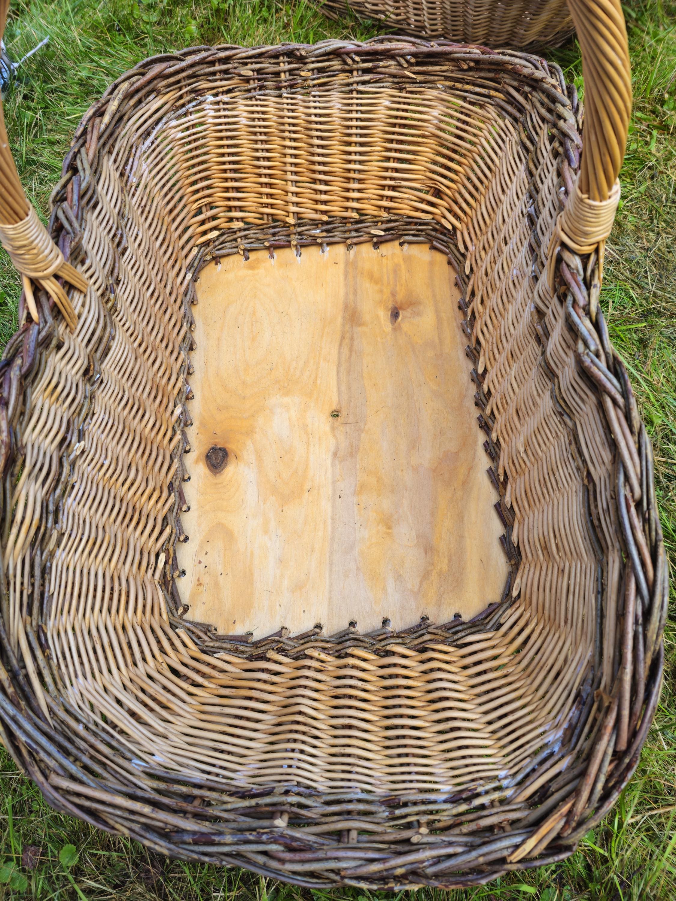 Wicker Gathering Basket with Wooden Base - Extra Large Handwoven Willow Basket