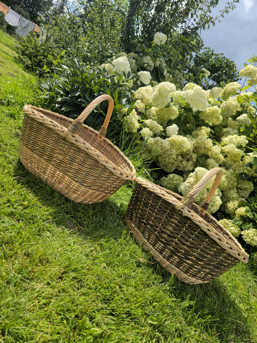 Large Wicker Basket with Sturdy Handle - Large Handmade Decorative Storage