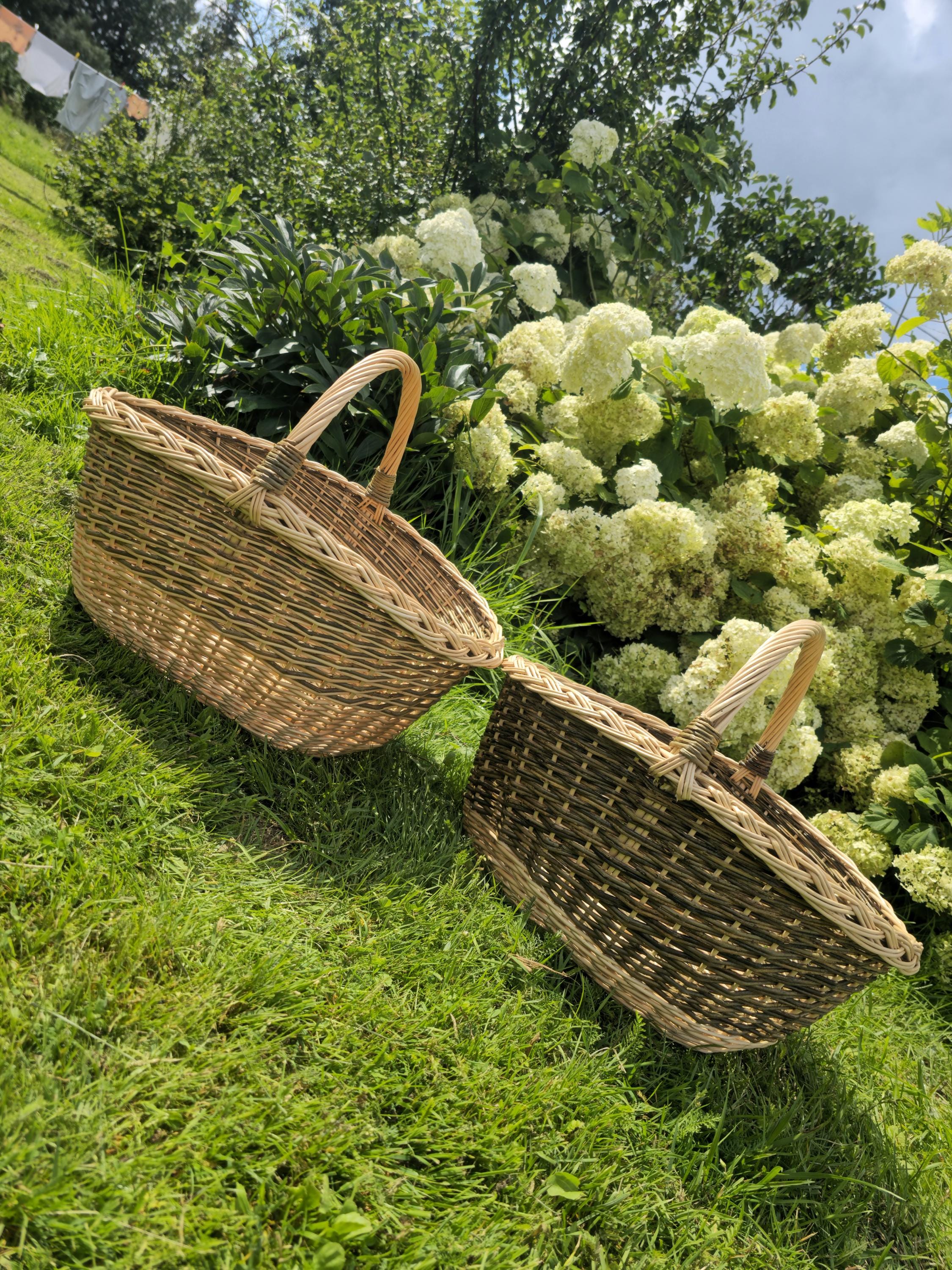 Large Wicker Basket with Sturdy Handle - Large Handmade Decorative Storage
