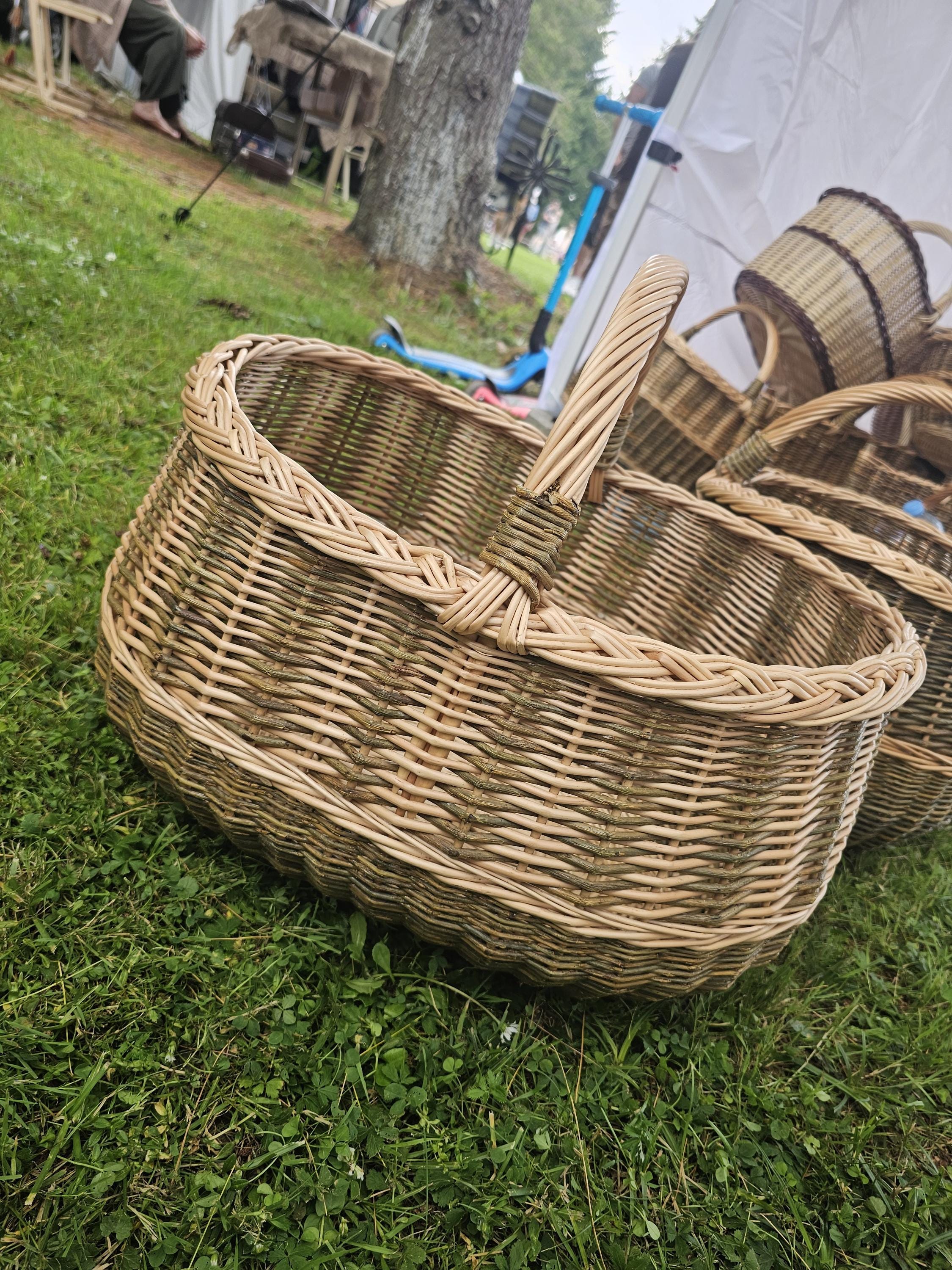 Extra Large Handwoven Wicker Basket: Rustic Blanket &amp; Pillow Storage