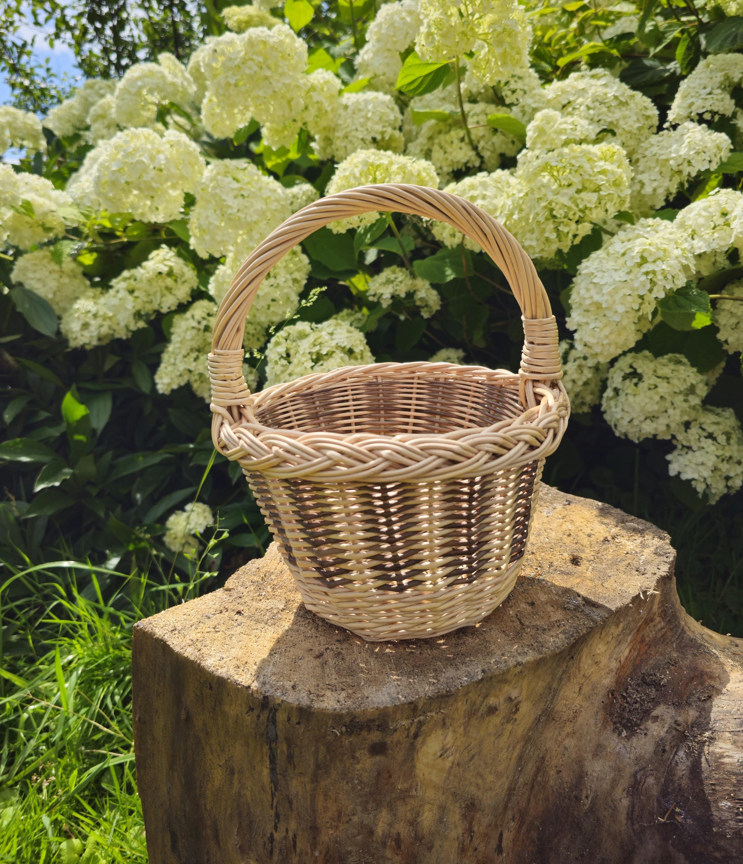 Small Rustic Decorative Wicker Basket - Mini Handwoven Farmhouse Storage - Cottagecore Natural Decor