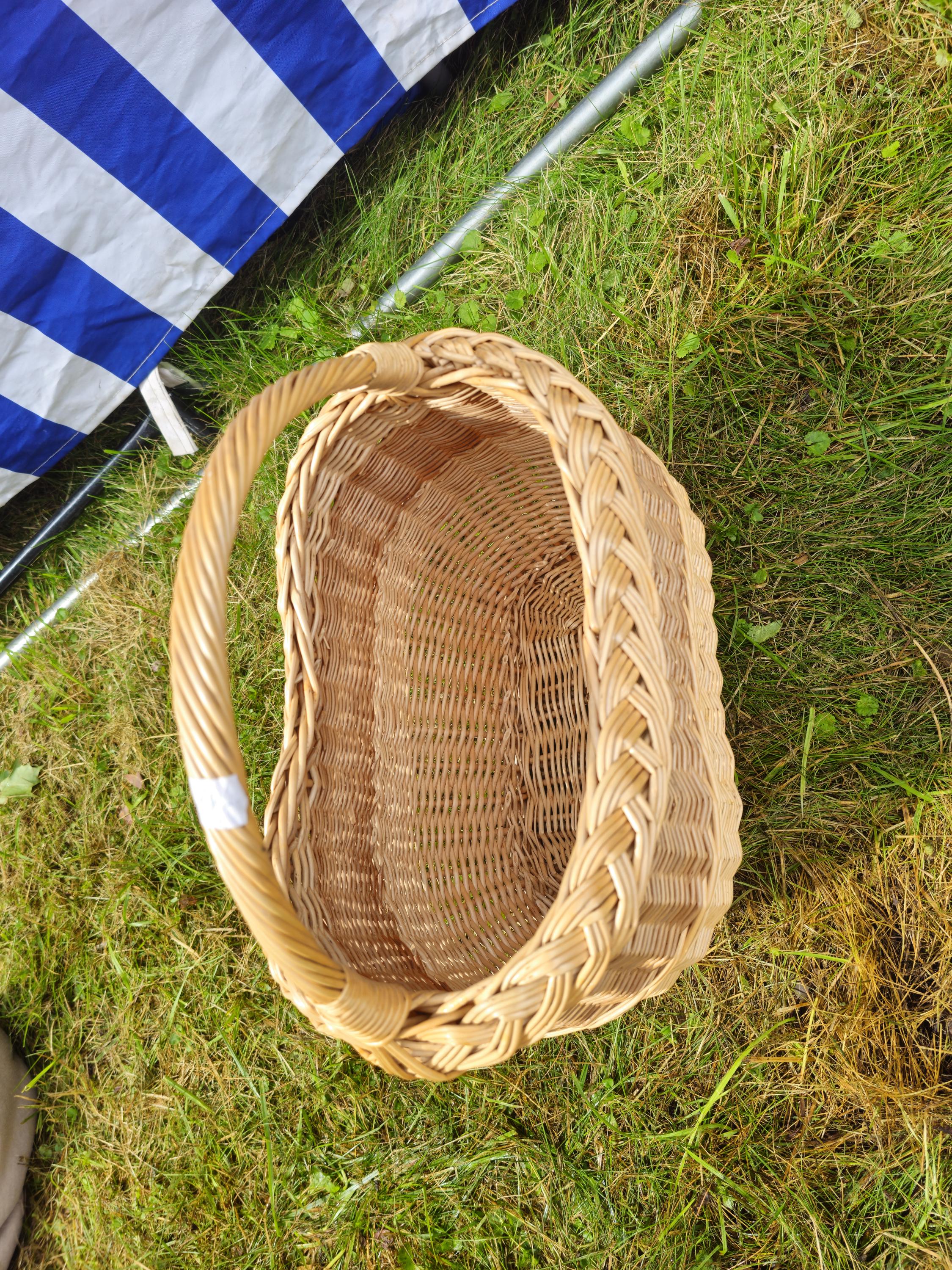 Wicker Oval Basket with Braided Rim - Small Handwoven Willow Basket