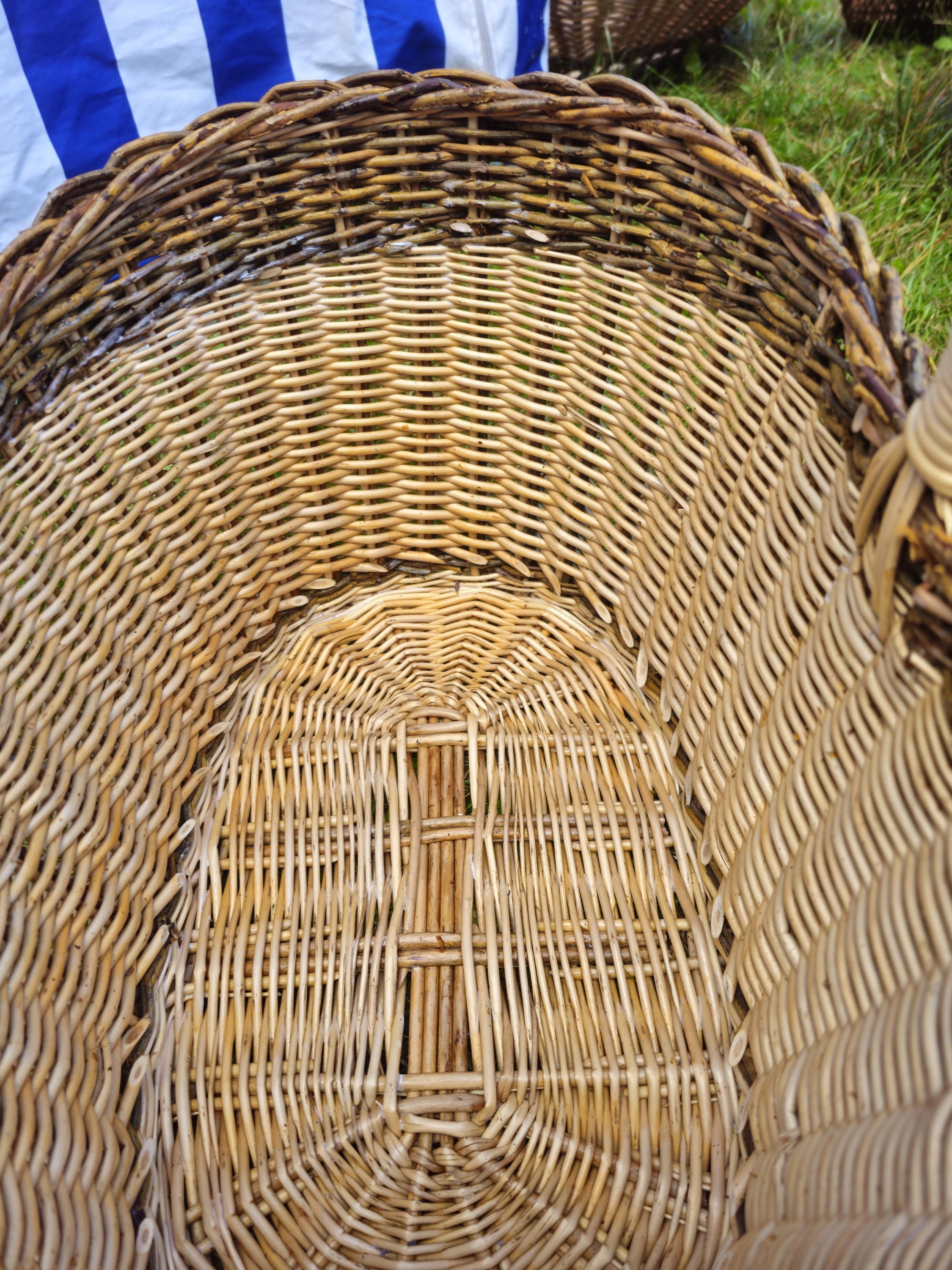Wicker Oval Basket with Rustic Dark Rim - Handwoven Willow Foraging Basket