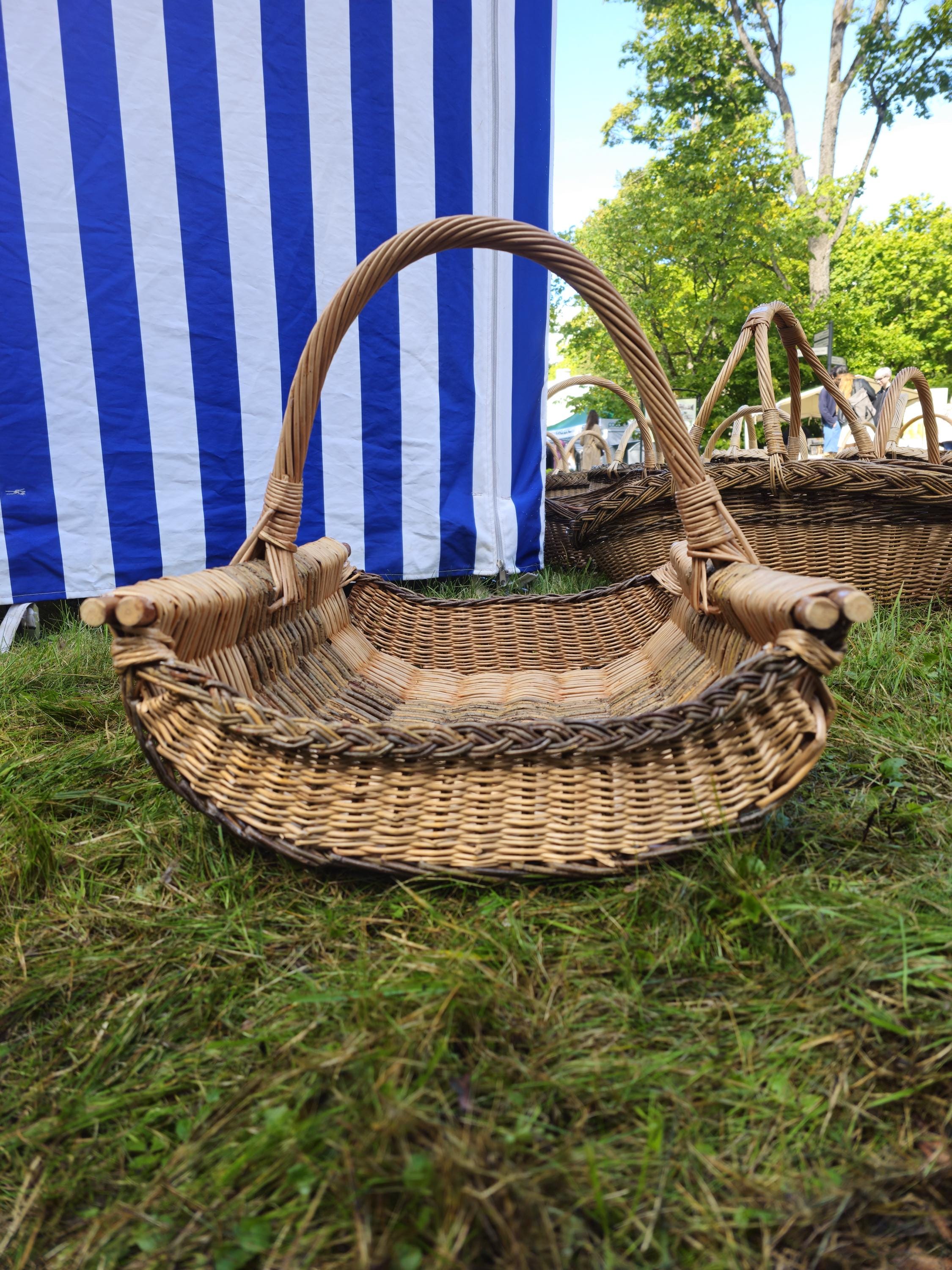 Extra-Large Rustic Wicker Harvest Basket – Handwoven in Lithuania | Garden, Firewood &amp; Decor